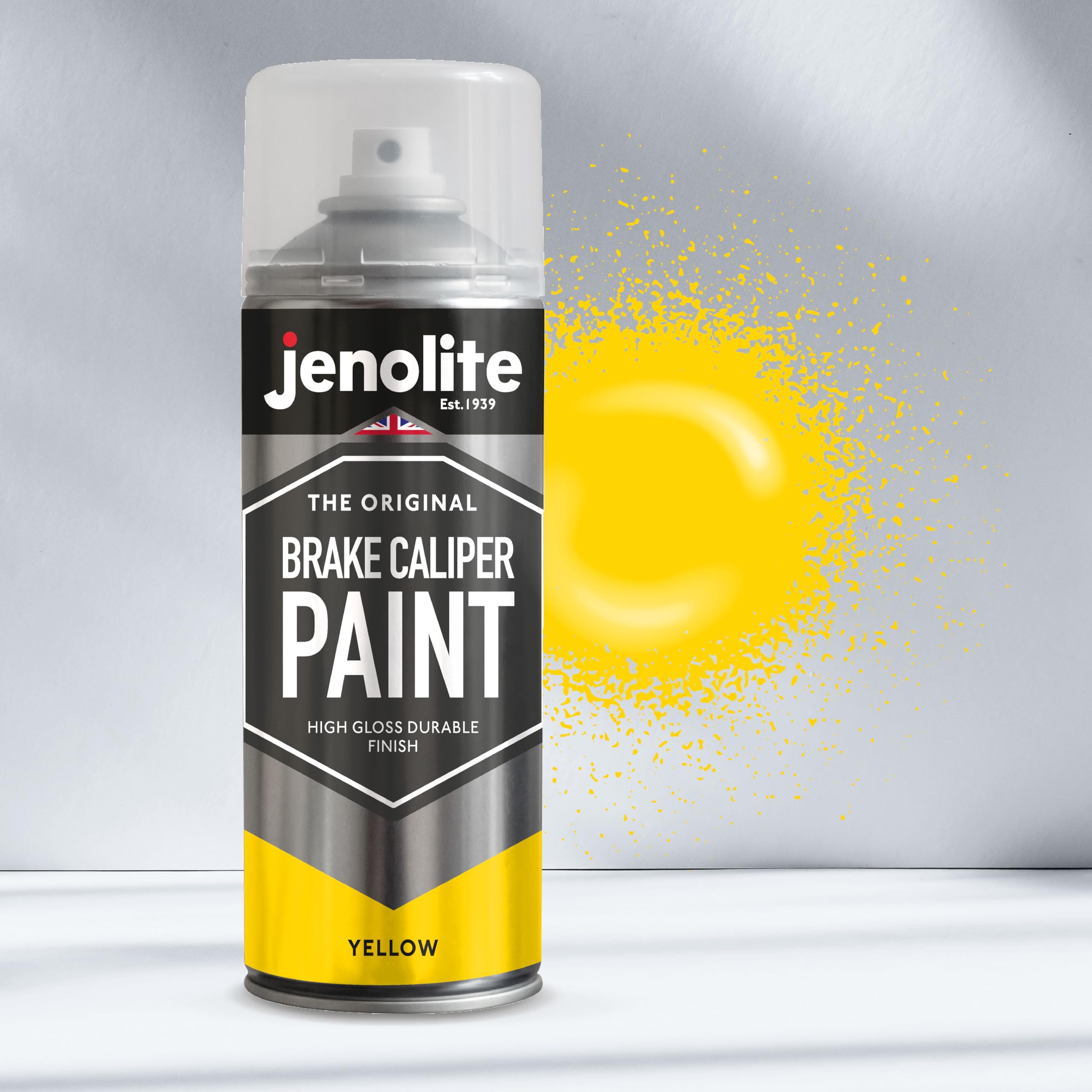 JENOLITE- Bremssattellack Gelb. Bremssattelfarbe. Hitzefester Thermolack für Bremsklötze am Auto bis 300°C. Inhalt: 3x 400ml