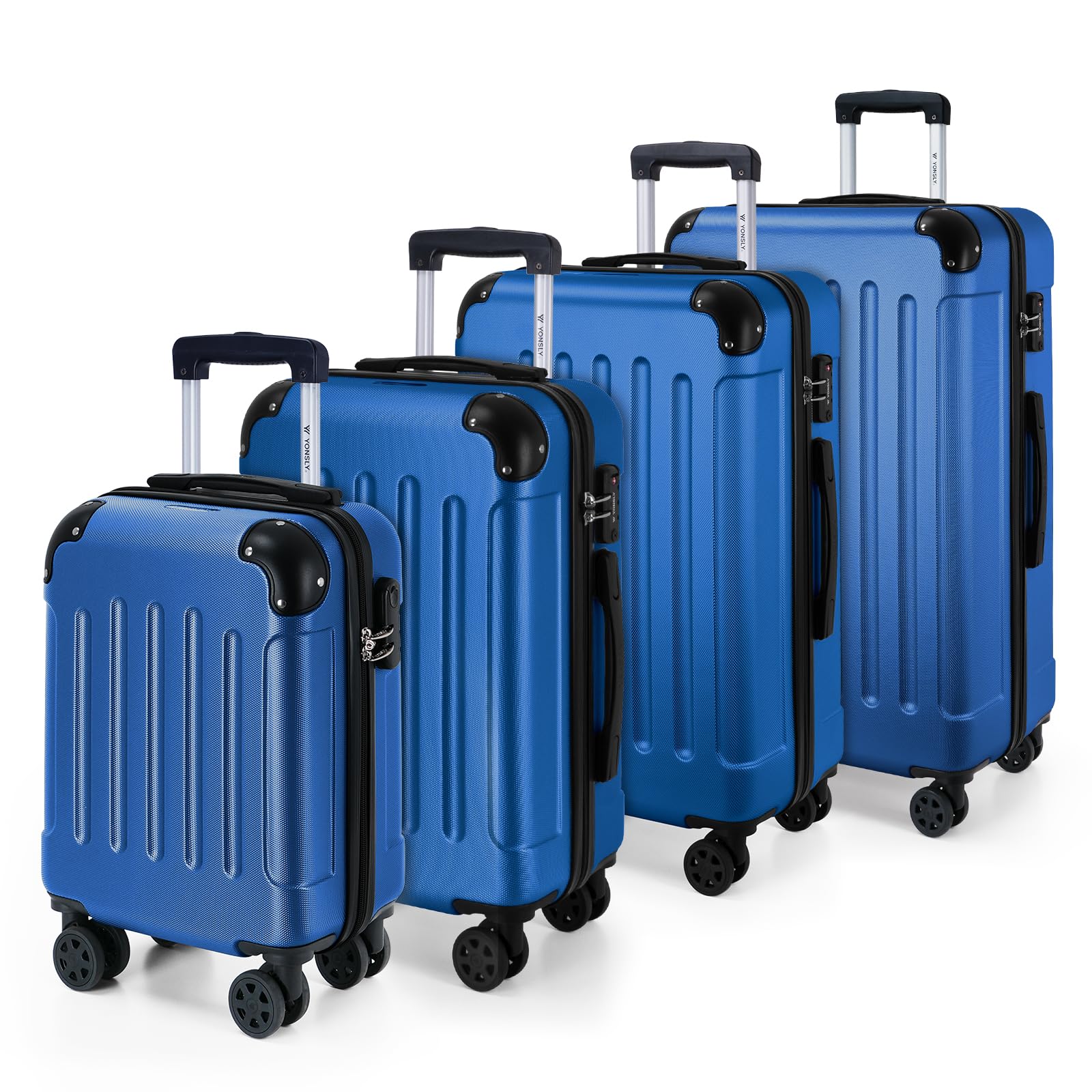YONSLY Gepäck Reisekoffer, Trolley Rollkoffer Handgepäck, Hartschalenreisekoffer mit 360° Lenkrollen, Zahlenschloss, Mehrstufiger Teleskopgriff