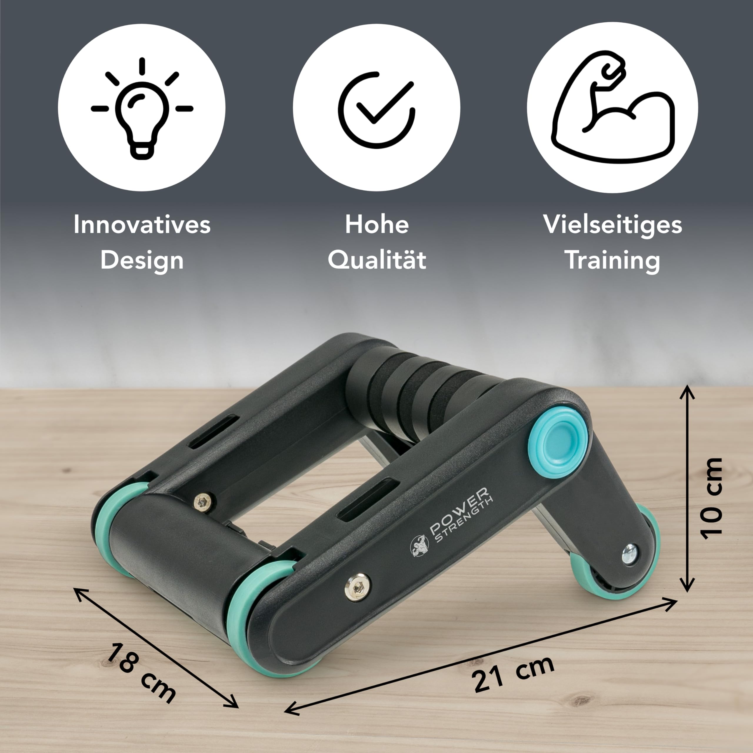 Power Strength Impugnature per flessioni, Attrezzi Palestra – Costruzione muscolare ottimale con funzione Ab Roller e maniglie extra confortevoli – Massimizza il tuo successo fitness