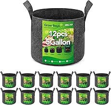 Delxo 12-Pack 5 Gallon Grow Bags Heavy Duty Aeration Fabric Pots Thickened Nonwoven Fabric Pots Plant Grow Bags Grey