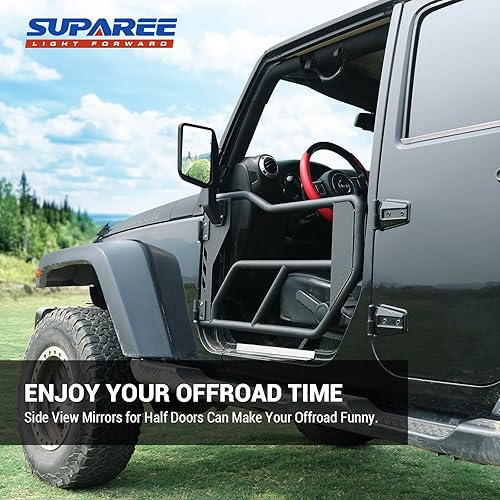 Miniatura 2 de SUPAREE Espejo retrovisor lateral para Wrangler JK JL TJ y apto para puertas de tubo Gladiator JT de espejos 97-24 – 1 par