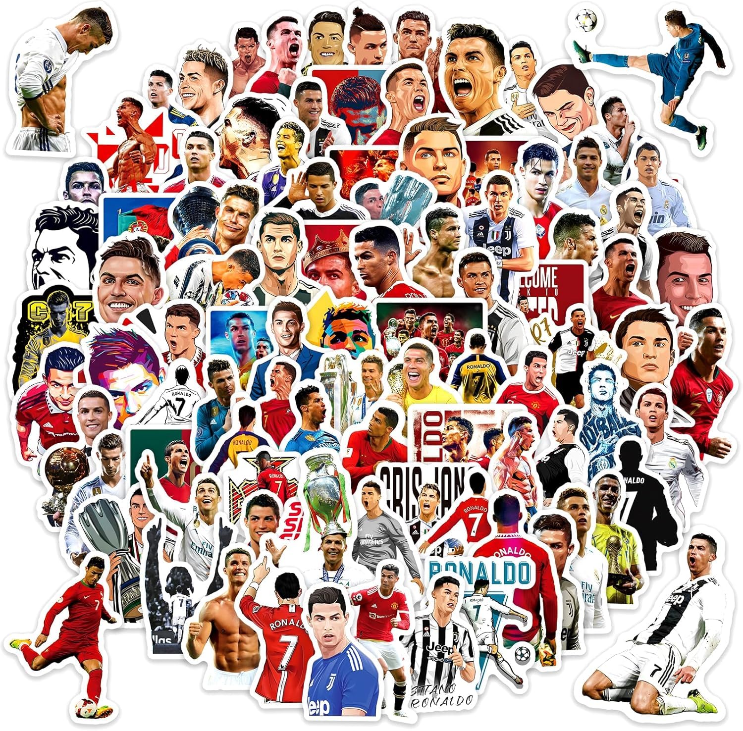 Ronaldo Stickers Pack 40 PCS – Waterproof Vinyl Football Stickers | FIFA World Cup 2026 Fan Collection for Laptop, Water Bottle, Phone, Helmet, Bike & Kids Gifts-image-32
