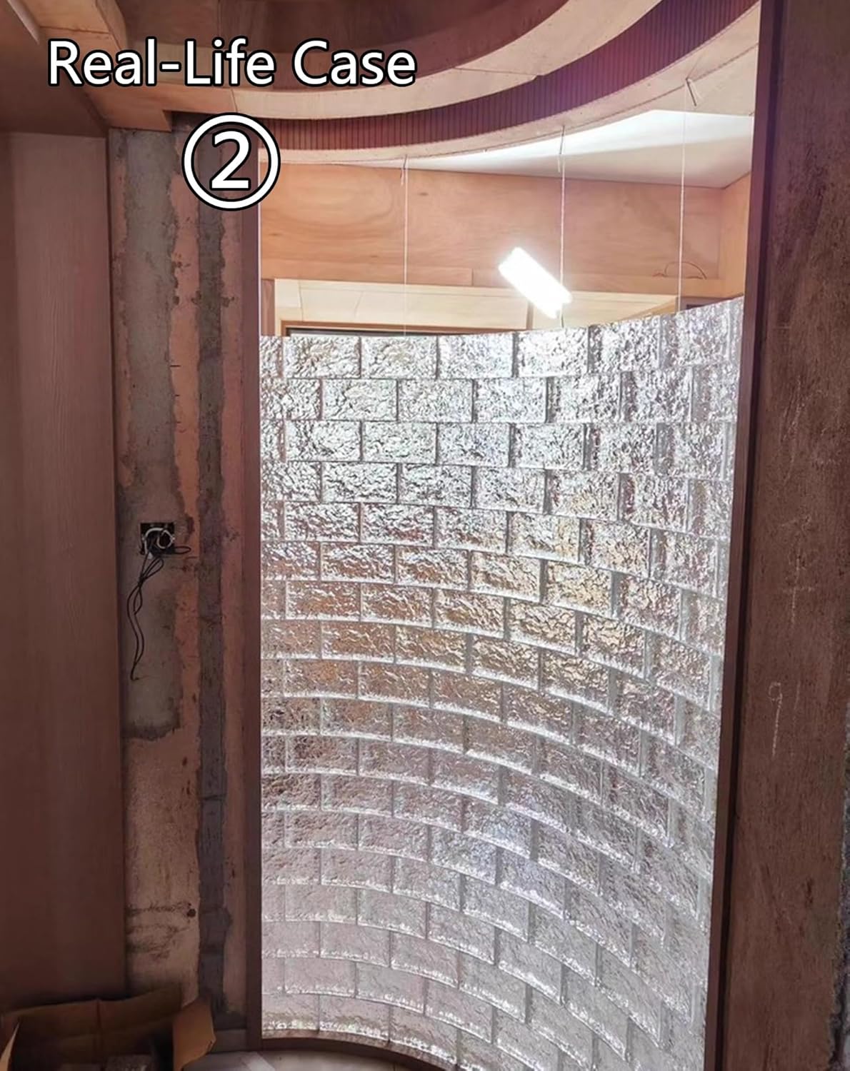 Curved Glass Brick, Stackable Arc Transparent Glass Block for Circular Wall Cylinder Construction, for Residential Commercial Indoor Outdoor Decor(D-4.2FT 7.8X3.9X1.9IN)