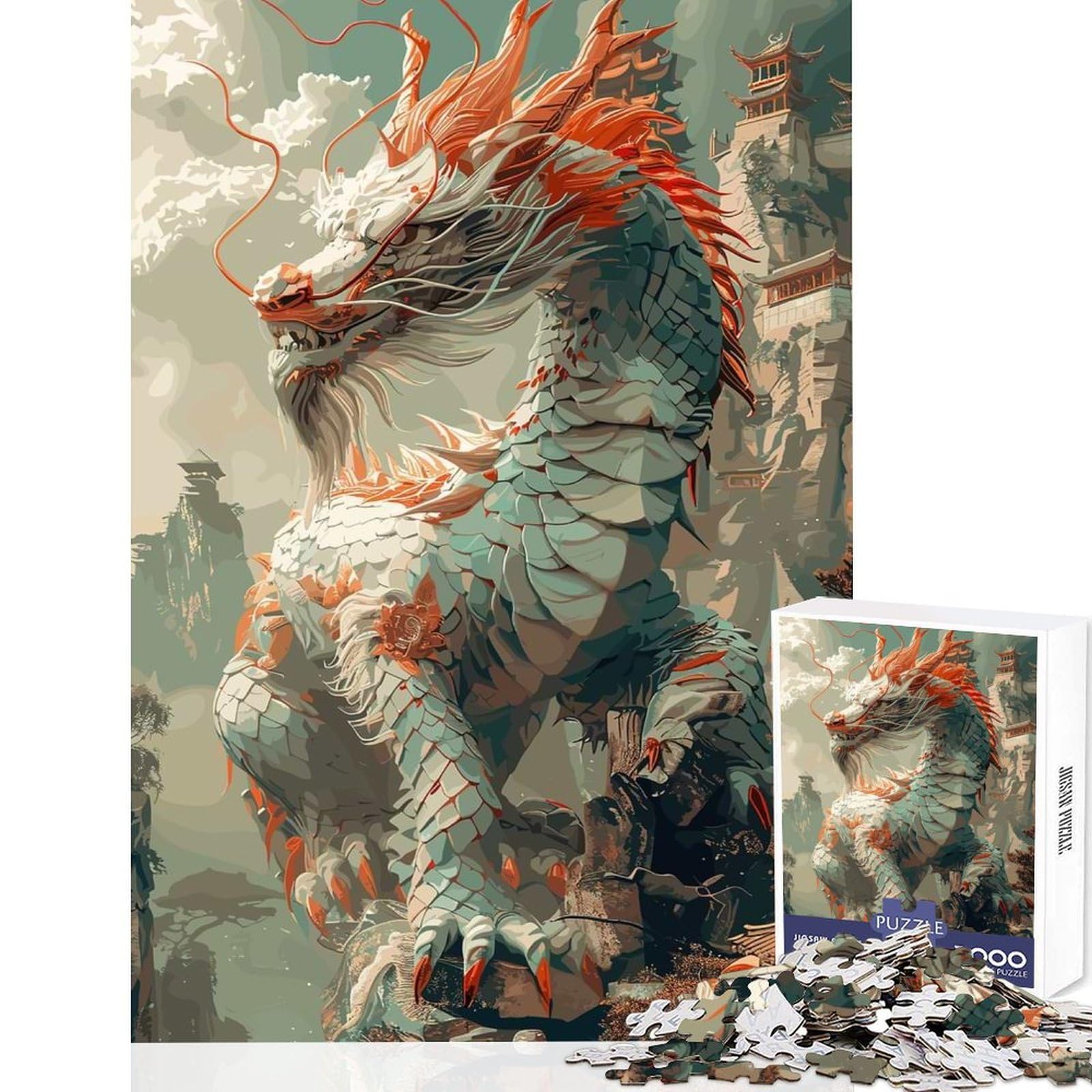 Magical Fantasy Dragon Adult Jigsaw Puzzles 1000 Pieces Brain Fun Training Firm Fit Secure Assembly Family Fun Night Activity 50x75cm