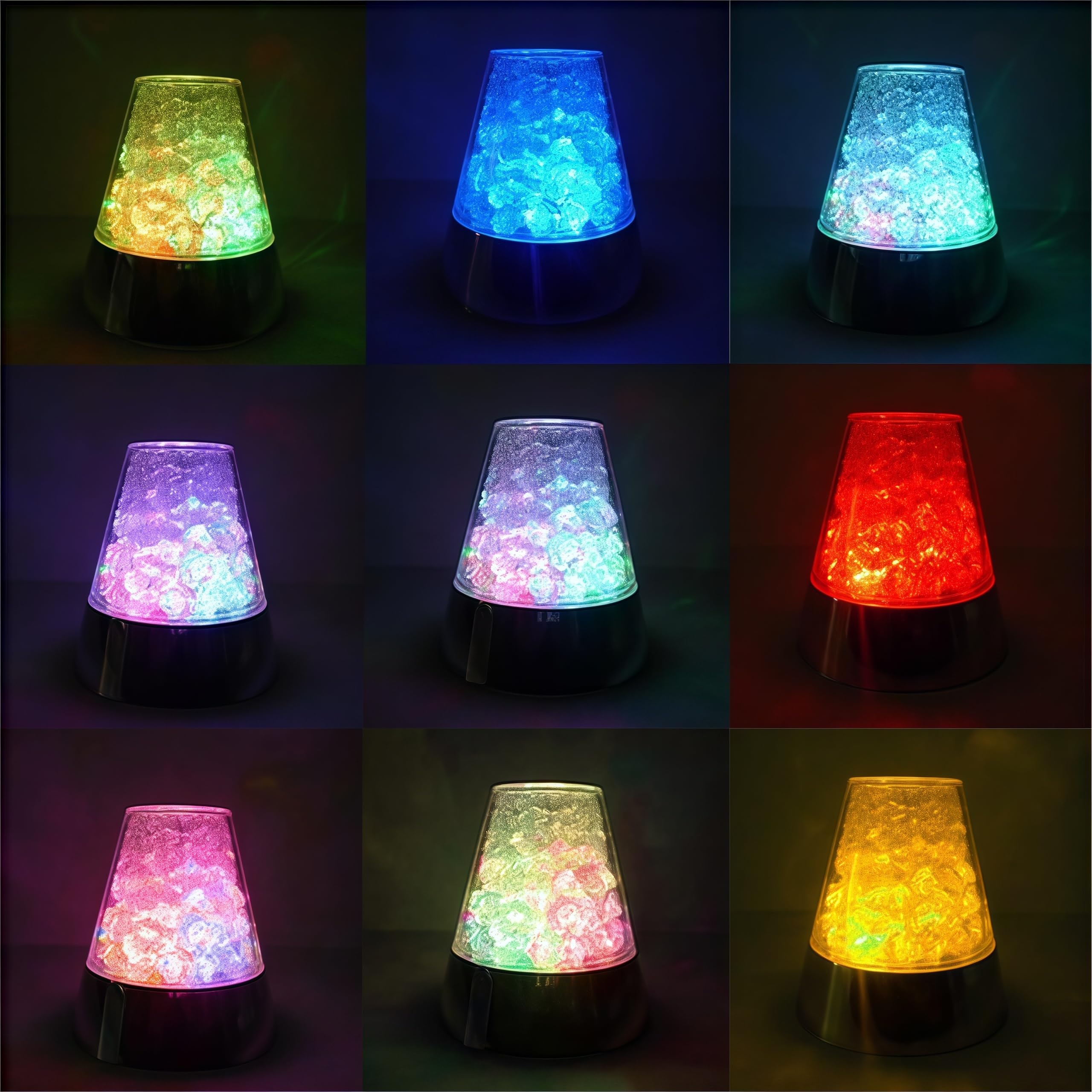 Lampe optique en fibre optique avec cristaux à changement de couleur Veilleuse LED Glacier pour fêtes et occasions spéciales