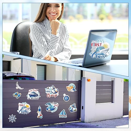 Miniatura 7 de Kanayu 12 imanes de decoración para puerta de crucero, diseño de barco de navegación marítima, automóvil, refrigerador, calcomanías, ancla, puerta