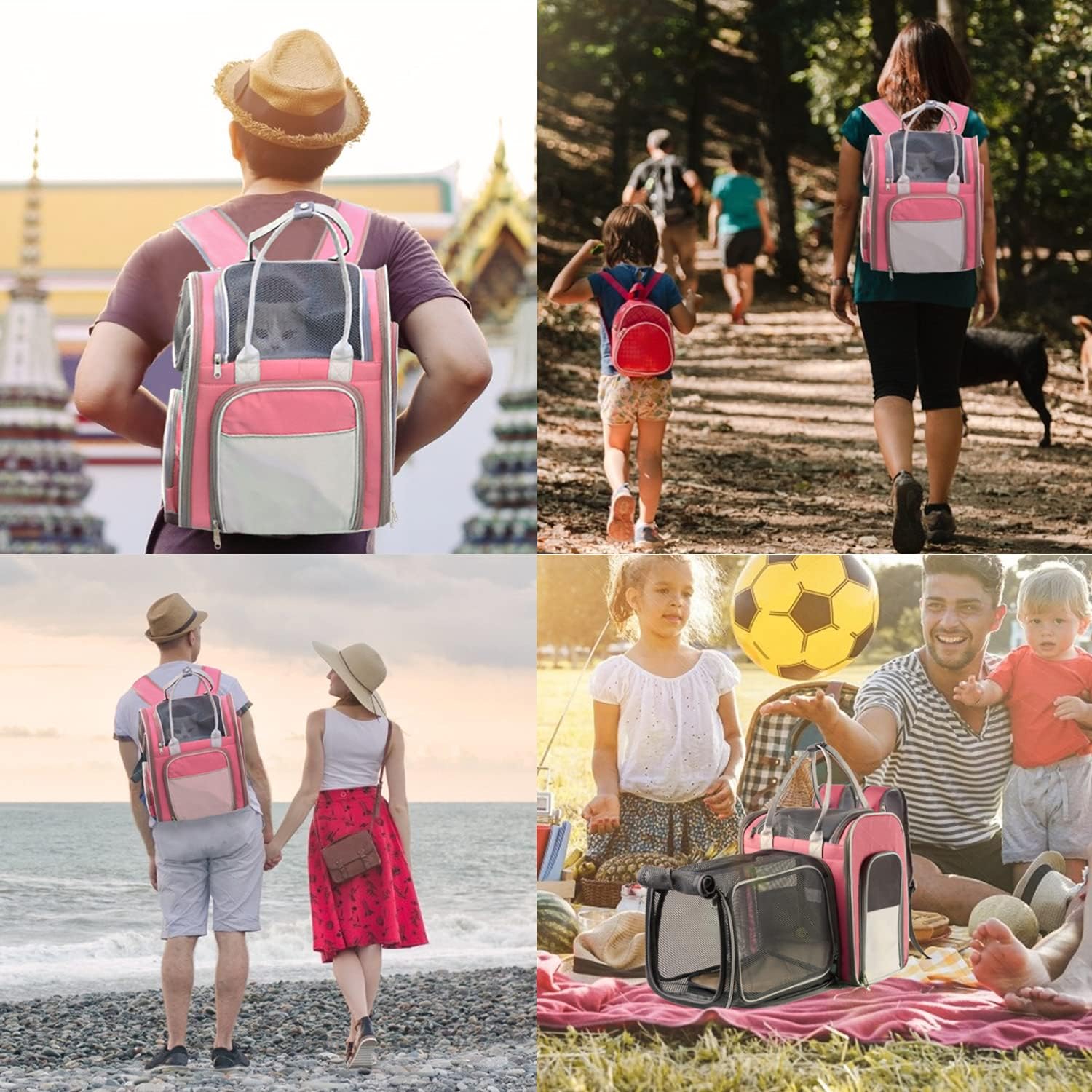 Hanjo Pets Cat Backpack Expandable - Pet Carrier Backpack Airline Approved - Mesh Expandable Cat Backpack Waterproof Breathable Expandable Dog Backpack Carrier for Small Dogs , Puppy, Cat up to 16lbs : Pet Supplies