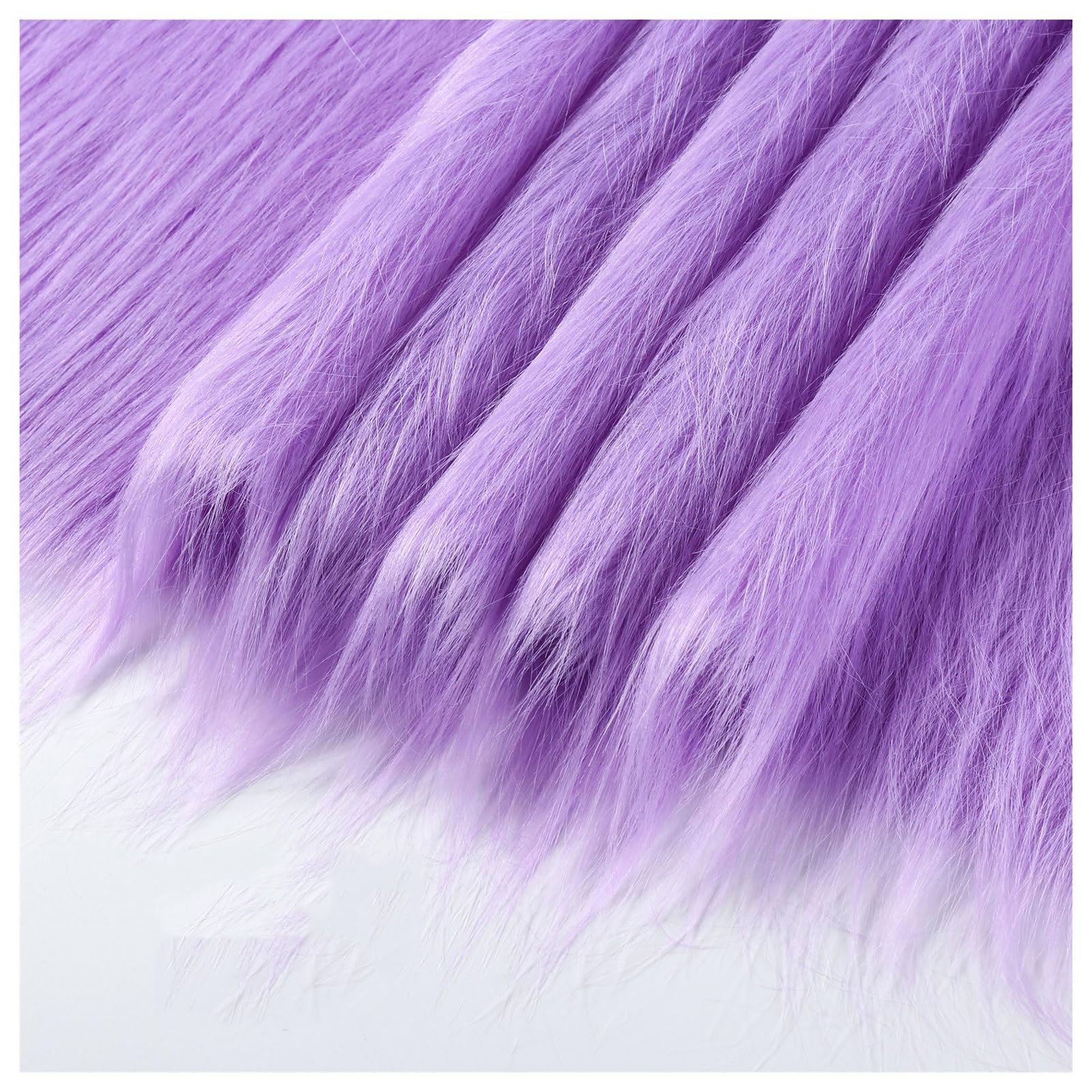 12cm Long Pile Faux Fur Fabric Squares Shaggy Plush Fluffy Fuzzy Plush Faux Imitation Fur Material, for DIY Christmas Halloween Cosplay, Fancy Dresses, Gnomes Beards and Hair, 50x50cm (Color : Purple