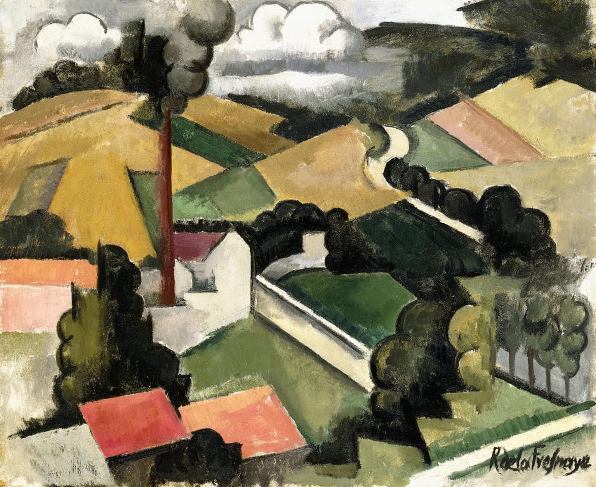 ARTXLXXBN Famous Prints Artwork Pictures Poster Painting Art the Fireplace by Roger De La Fresnaye Artwork Landscape Pictures for Home Decor 60x90cm