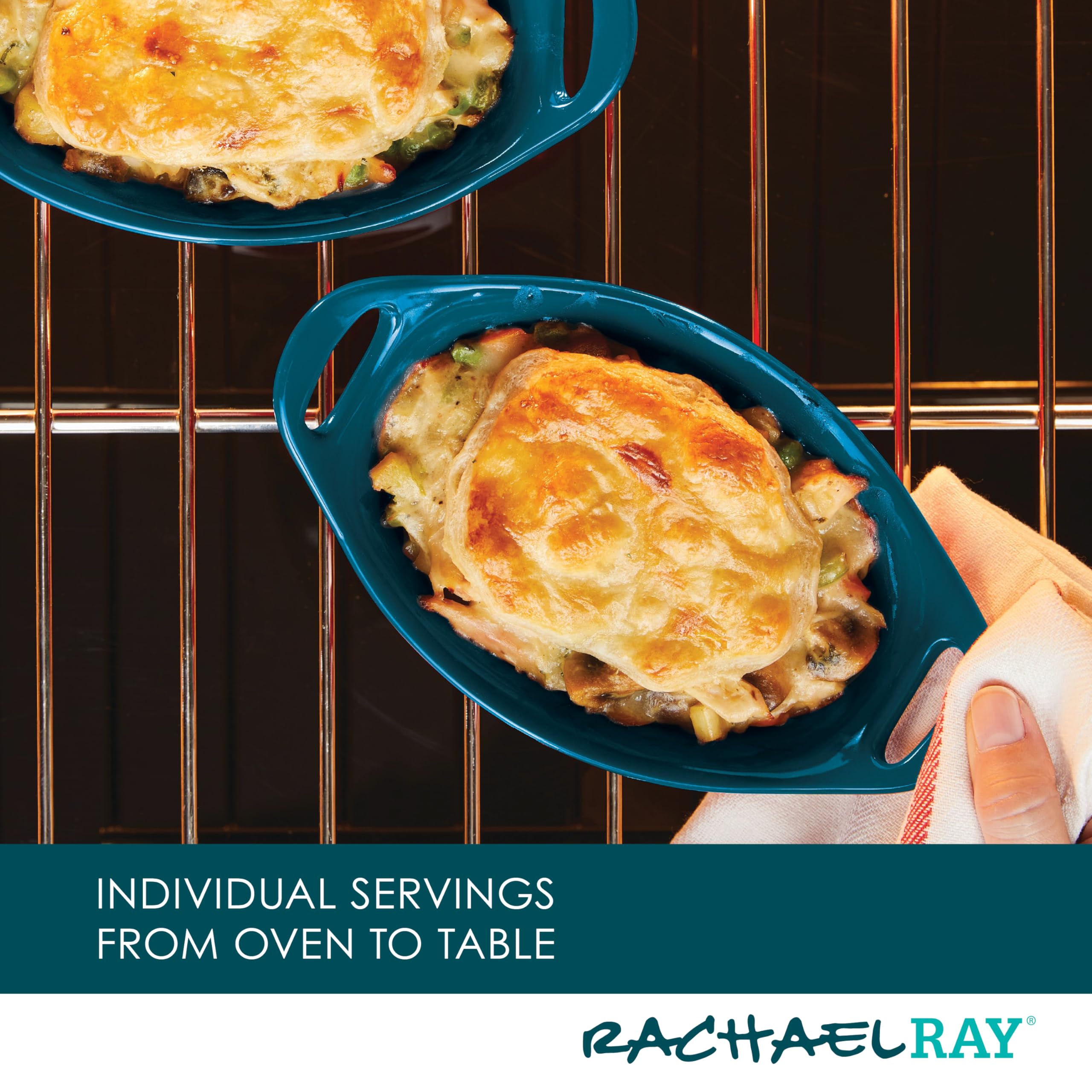 Rachael Ray Lot De 2 Bols Ovales à Gratin - Céramique émaillée, 340 Ml, Passe Au Four/micro-ondes/lave-vaisselle - Gris