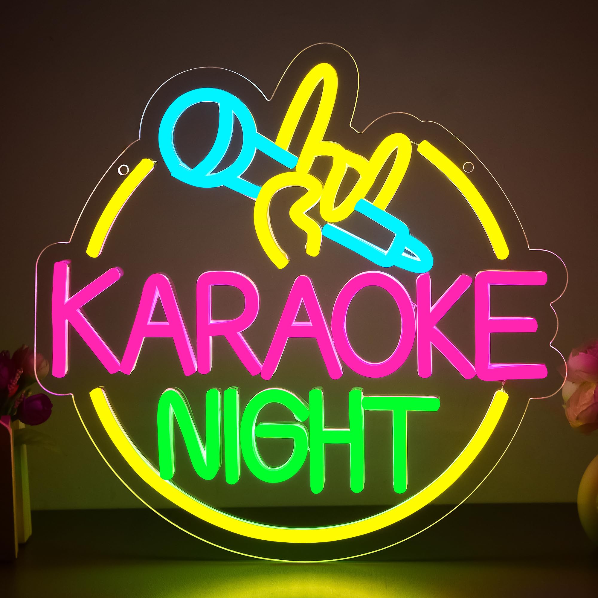 Karaoke Neon Sign for Wall Decor,Karaoke Night LED Sign for Music Bar,karaoke Party Neon Lights Signs for Music Room,karaoke party decorations for Karaoke Bar,Birthday,Man Cave,12.2 * 12.6 inch(D262)