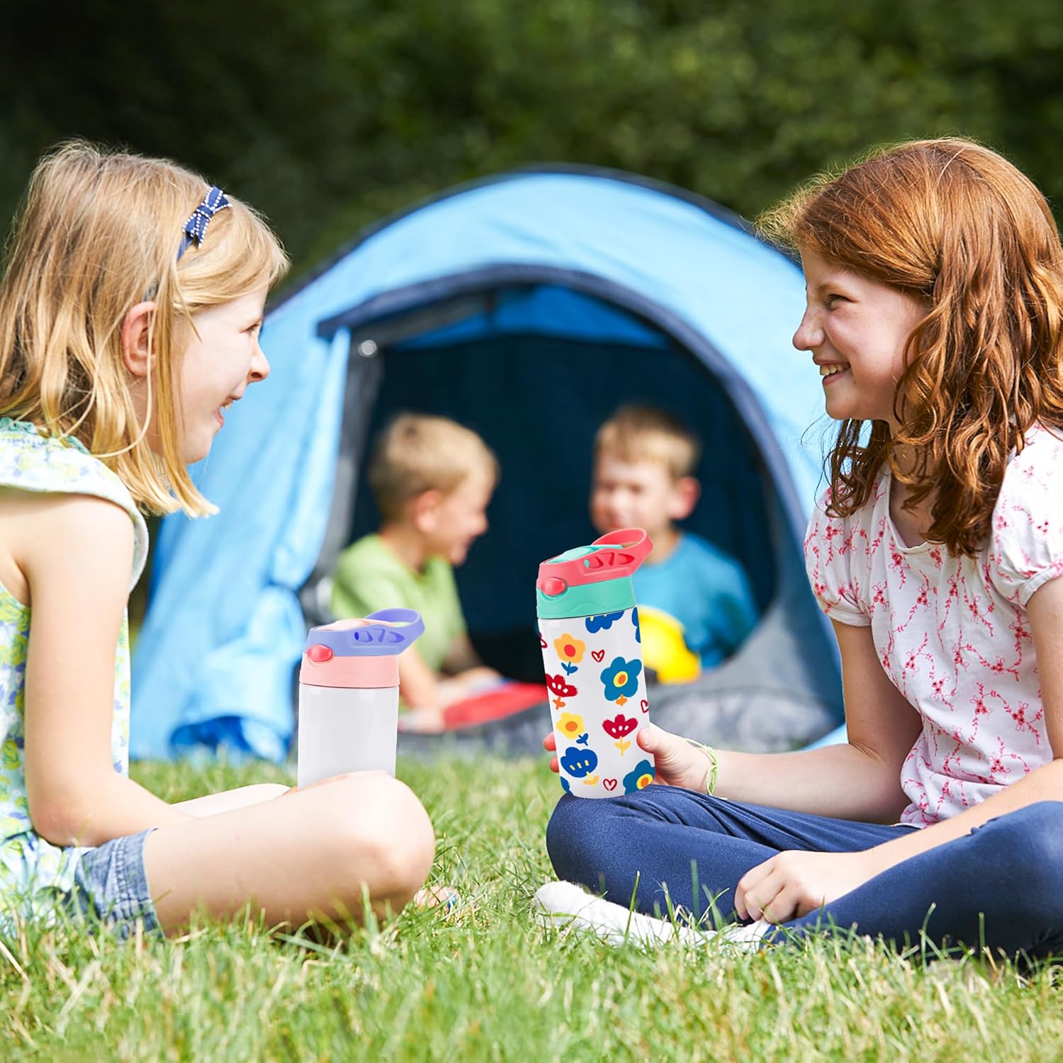 Joyclub 5 Pack Kids Sublimation Tumbler with Lid and Straw 12 oz Kids Sublimation Water Bottles Stainless Steel Cups for DIY Insulated Tumbler Heat Press Print - Image 2