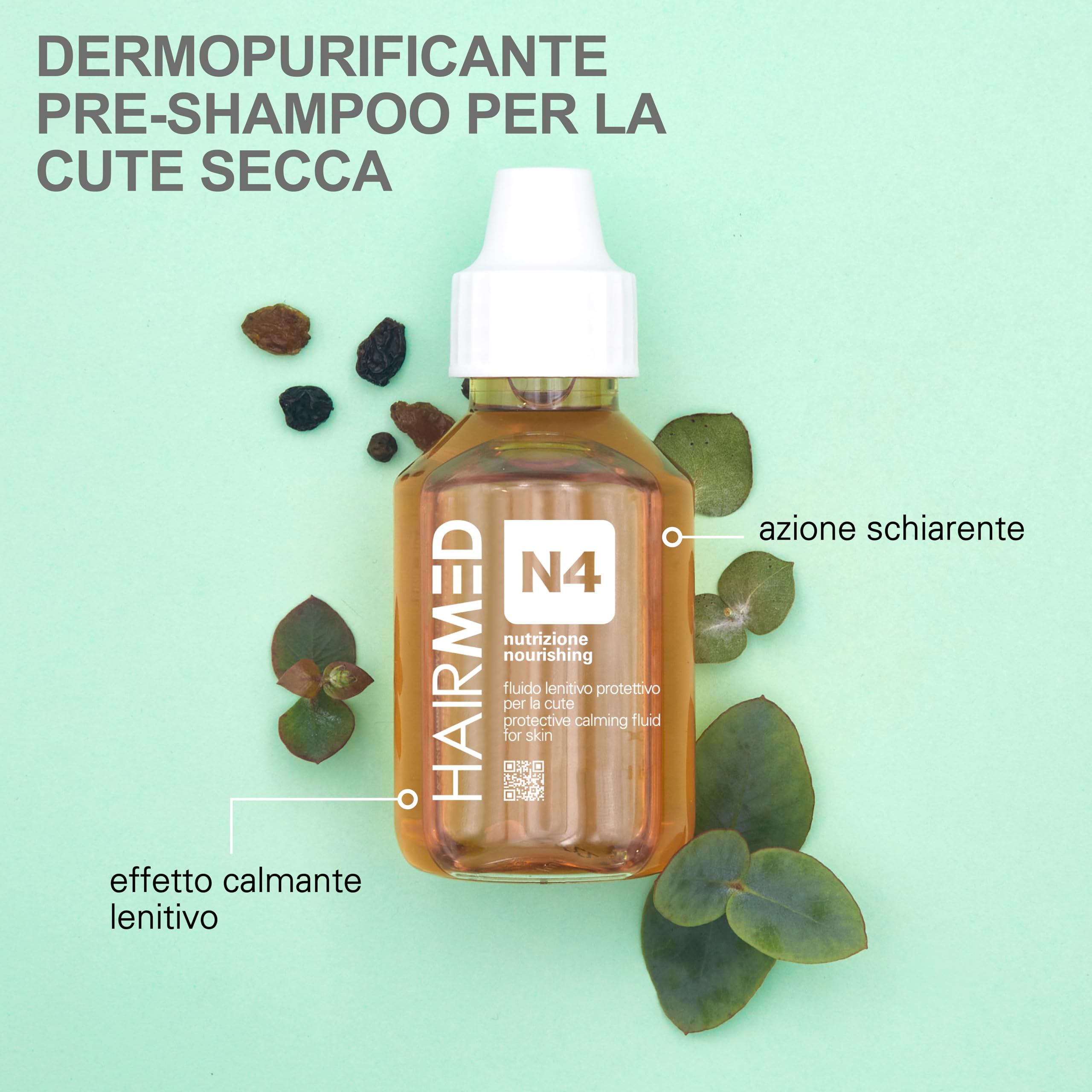 HAIRMED, N4 Olio Pre Shampoo Idratante Cute Secca, Olio Capelli, Fluido Lenitivo per Cuoio Capelluto Secco e Irritato, Trattamento Capelli, 100 ml