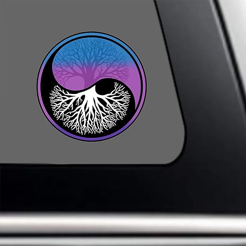 Miniatura 3 de Yin-Yang - Adhesivo espiritual del árbol de la vida, vida equilibrada, 3 x 3 pulgadas, para parachoques de automóvil, ventana, igualdad, equilibrio,