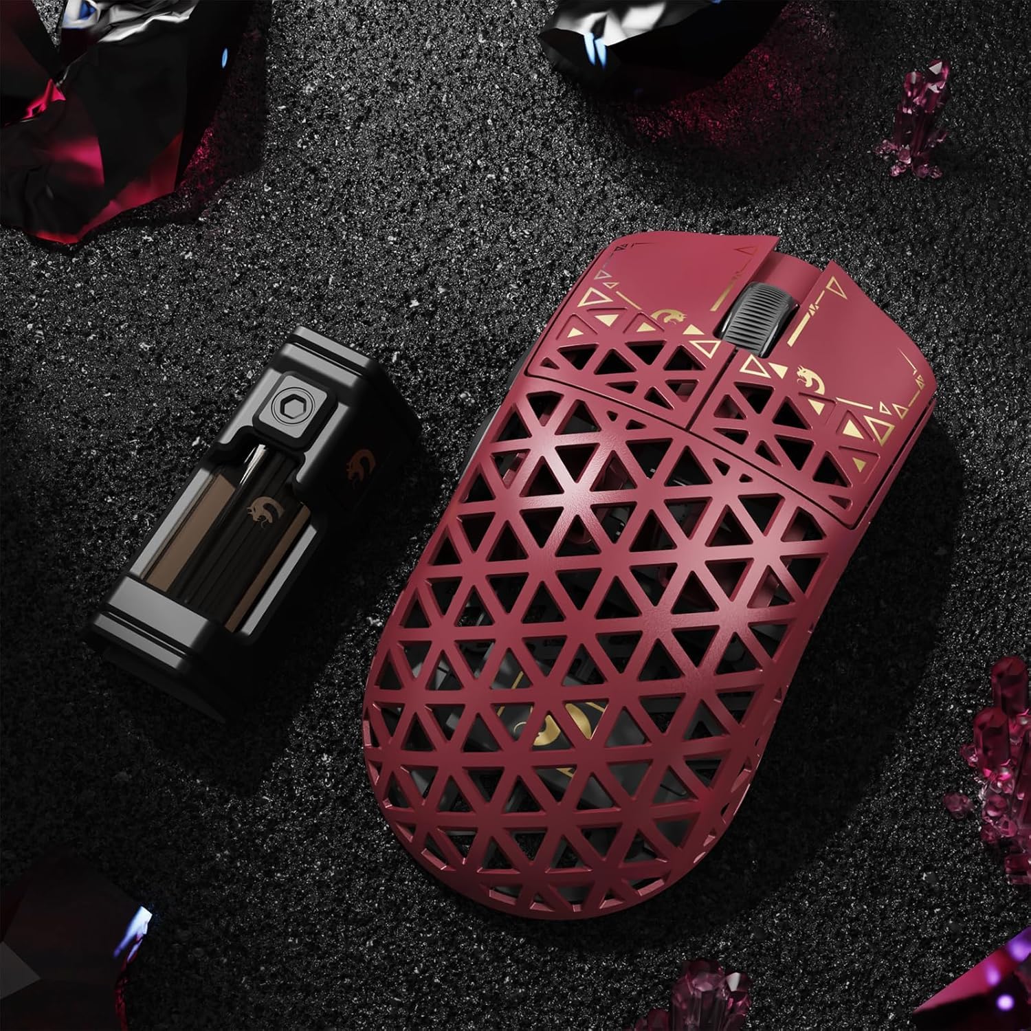 MAMBASNAKE M5 Ultra Carbon Fiber 8000Hz Wireless Gaming Mouse, 39g Superlight 42000DPI, sensore PAW3950MAX Nordic 52840, Bluetooth/2.4G/USB-C Wired Mice with Mouse Coiled Cable, for PC/Mac