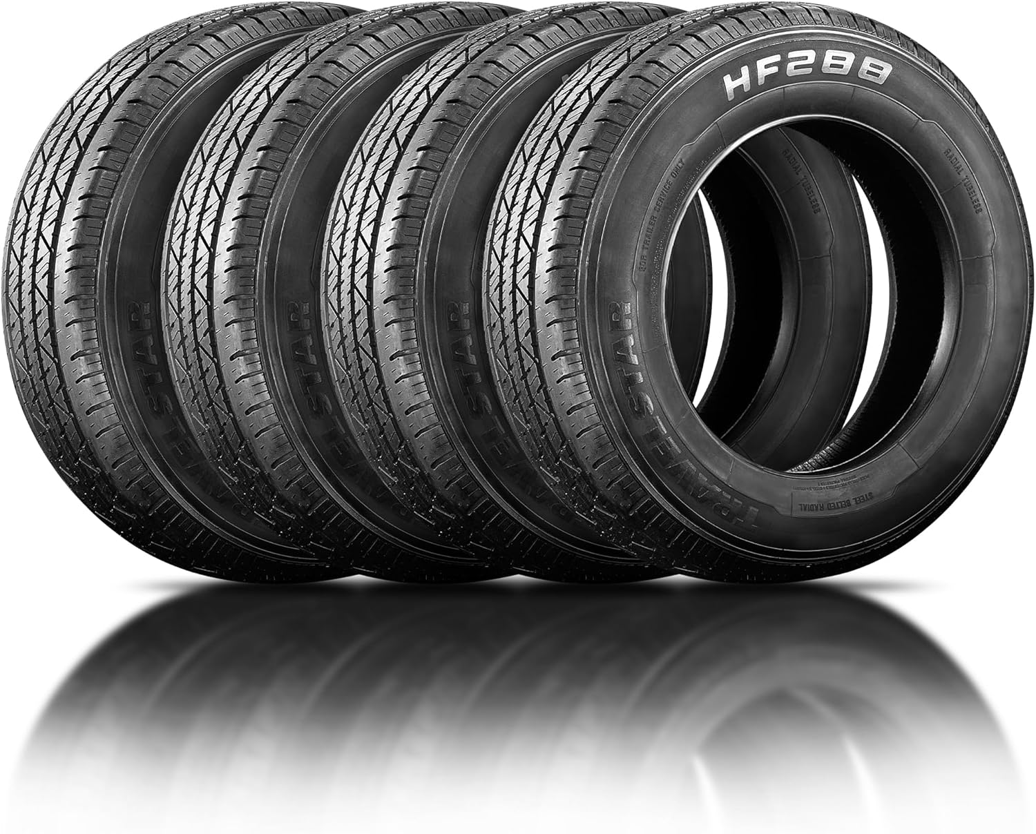 Set of 4 Travelstar HF288N ST205/75R15 111/106N E Rated 10 Ply Deep Tread Special Trailer (ST) Tire (Tire Only)
