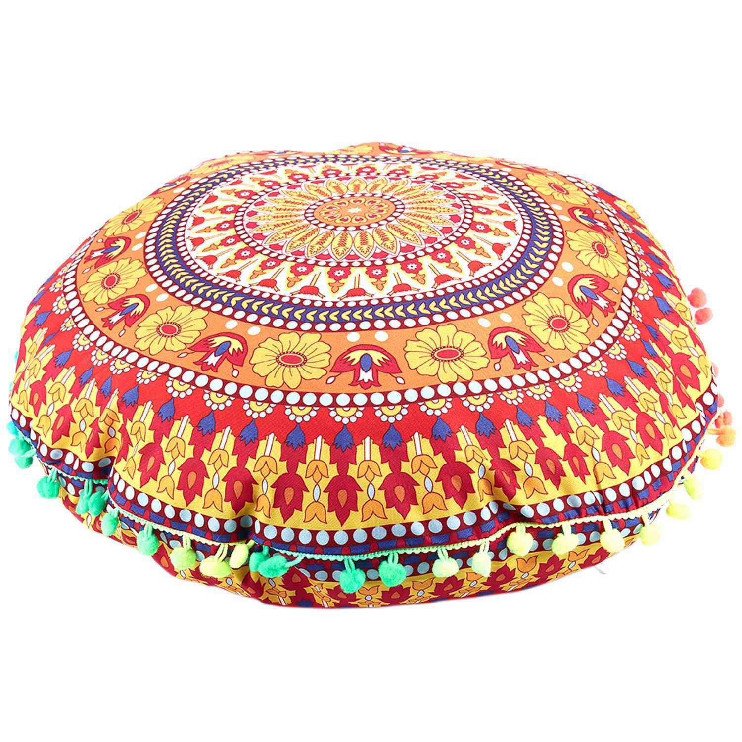 Pasuihcay Indian Mandala Floor Round Cushion Cushions Cover Case 13