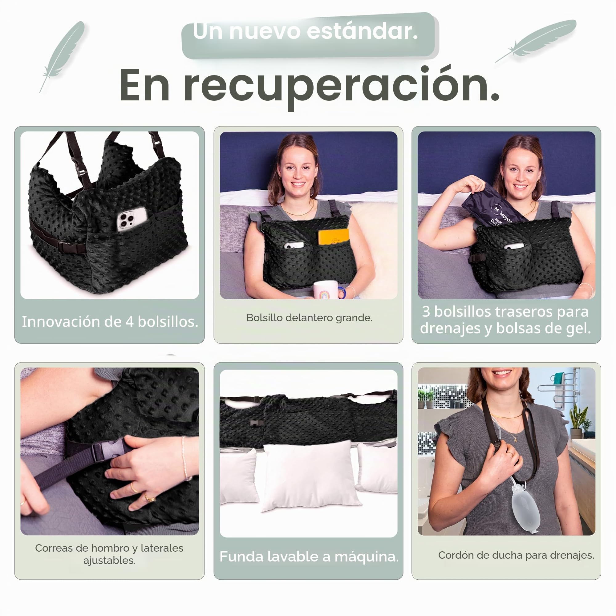 MOYOAMA Almohada posmastectomía – Almohada postoperatoria para Coche, reducción y Aumento de Senos, Almohada de Pecho después de cirugía cardíaca, imprescindible para recuperación de mastectomía,