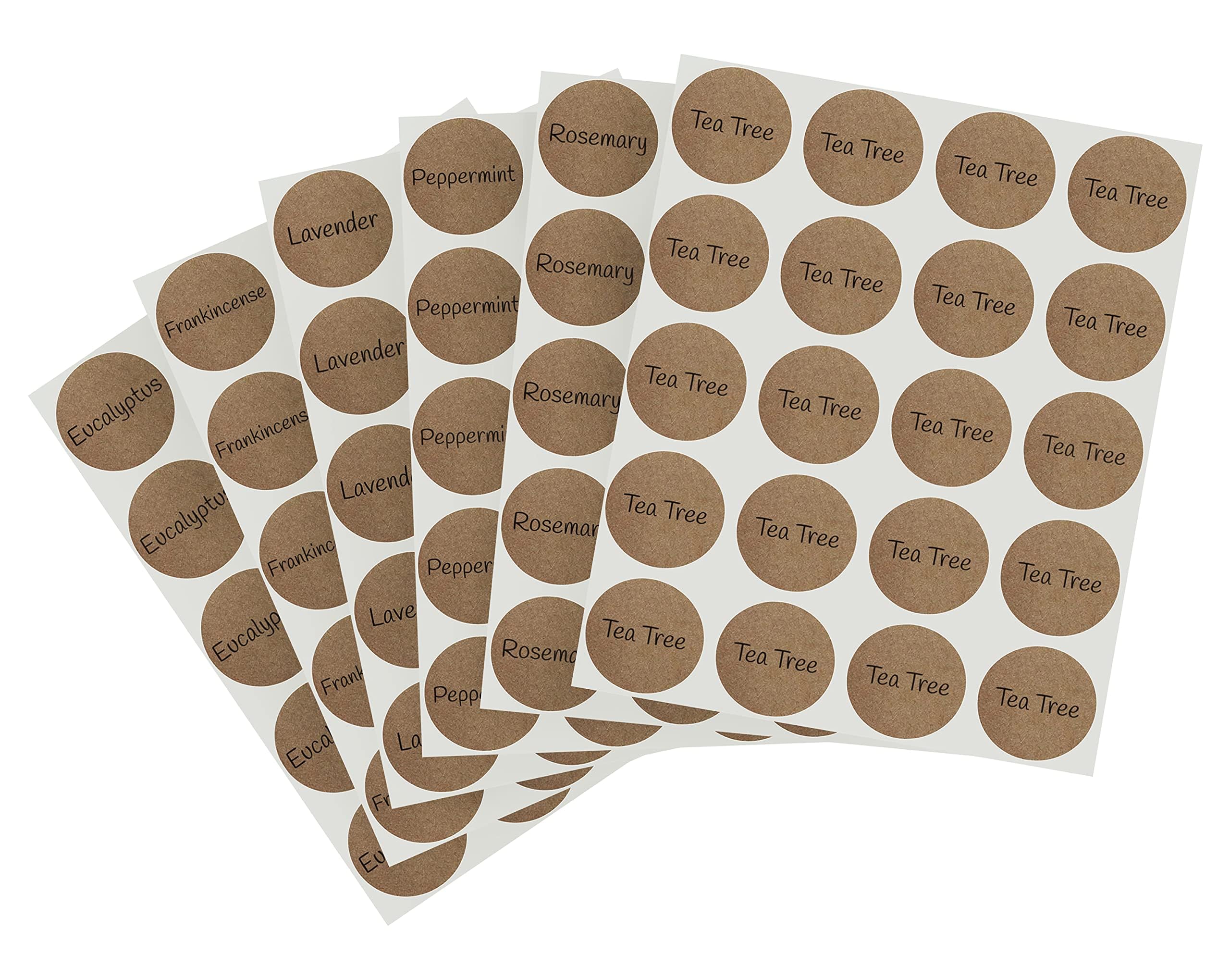 ChromaLabel 1 Inch Kraft Dot Labels on Sheets, 1080 Stickers per Pack, Essential Oils Variety Pack