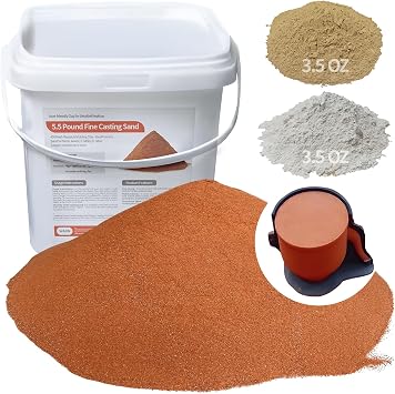 5.5 LB 400 Mesh Fine Casting Sand + 0.22 LB Viscosity-Enhancing Soil + 0.22 LB Release Sand | Molding Clay for Metal Jewelry Crafting | Metal Casting Kit for Detailed Replicas Red, Medium 5.5LB