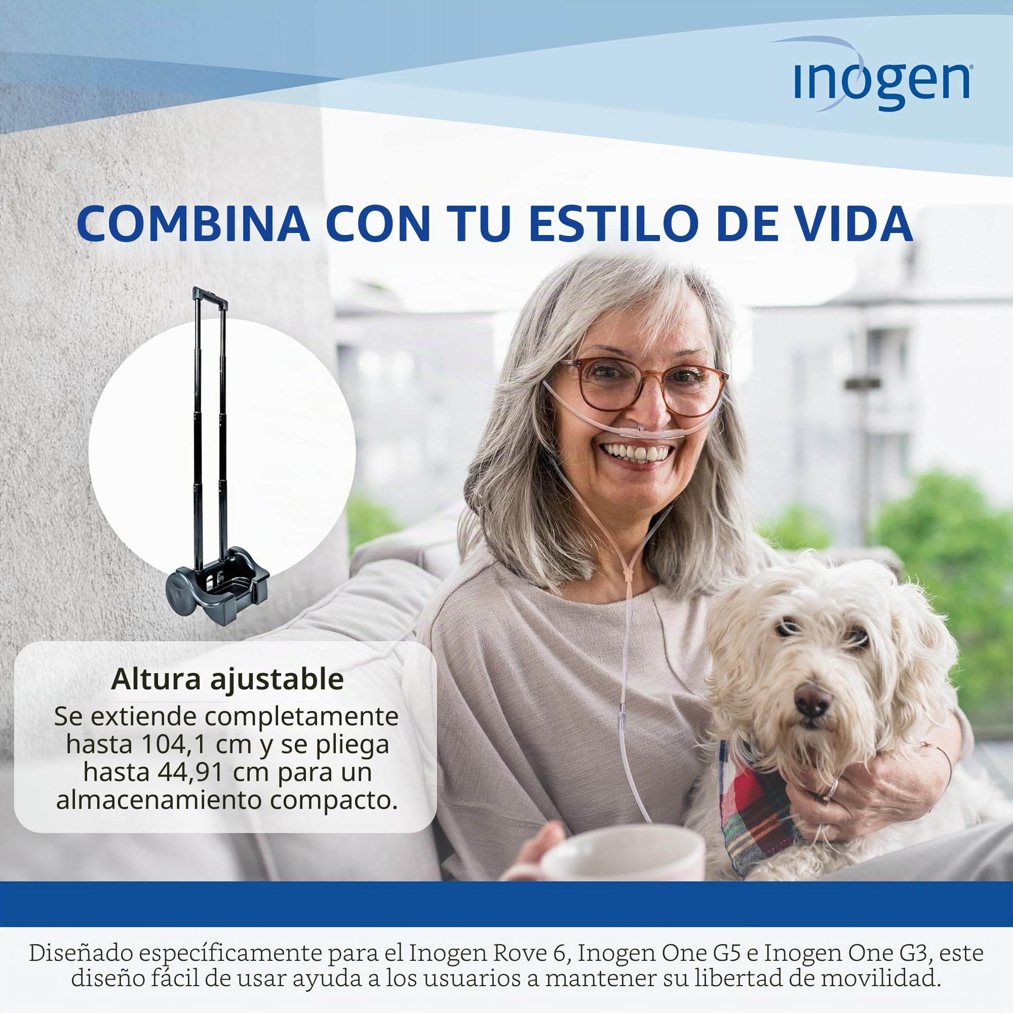 Inogen Un Carrito – para el G3, G5 y Rove 6 – Carro de Transporte Plegable – Accesorio de oxígeno – Pesa 3.3 Libras. - 41 x 17.7 Pulgadas.