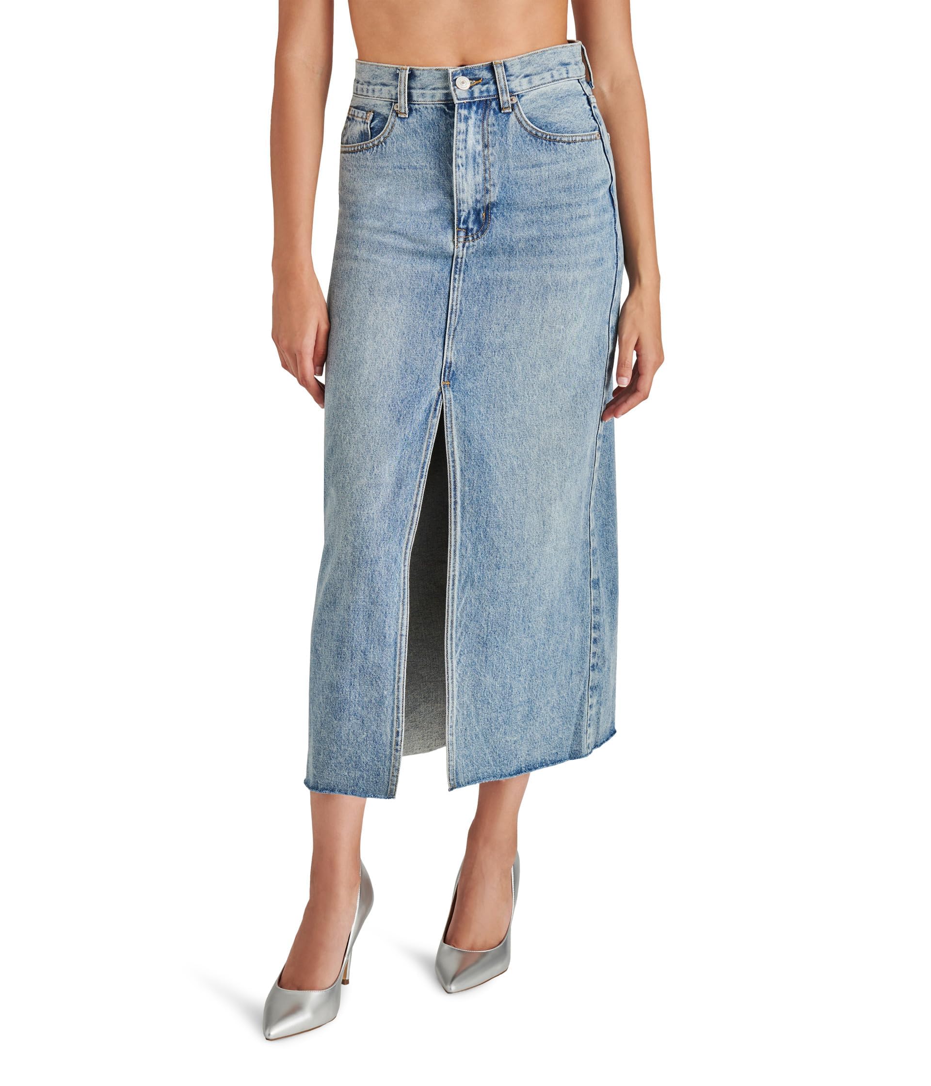 Steve Madden Apparel Women's Avani Denim Skirt, Light Blue, 6