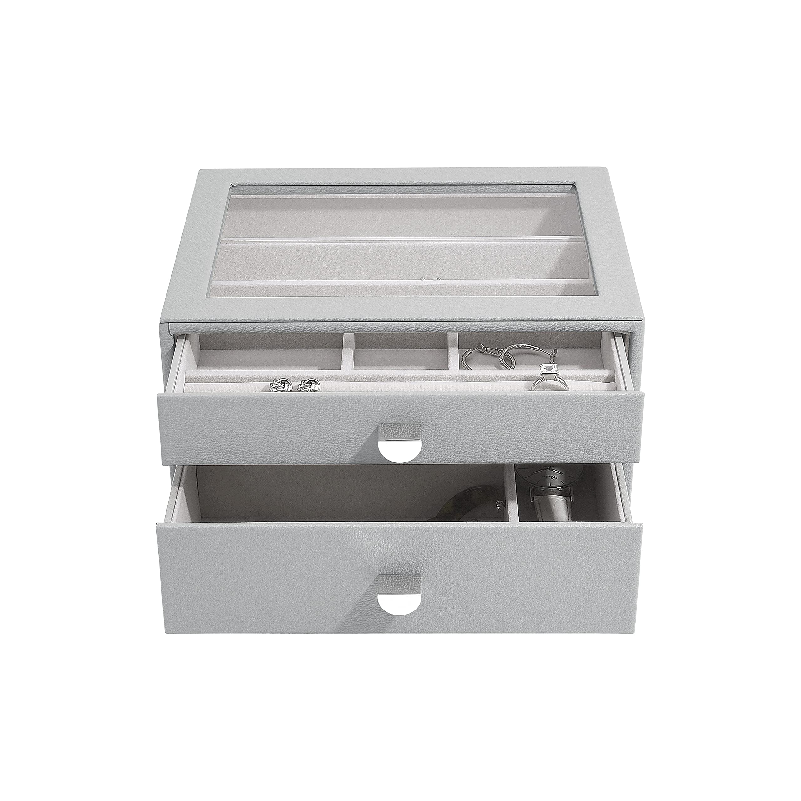 Boîte à bijoux Stackers Pebble Grey lot de 2 avec tiroirs de rangement