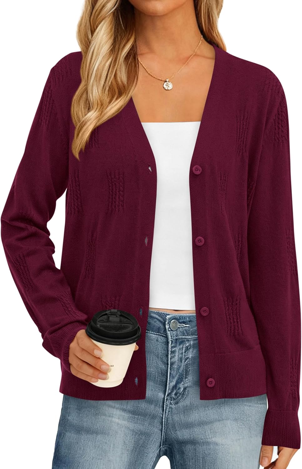 PRETTYGARDEN Cardigan Sweaters for Women Lightweight Knit Button Up V Neck Shrugs 2026 Trendy Winter Fall Fashion Clothing - Image 4