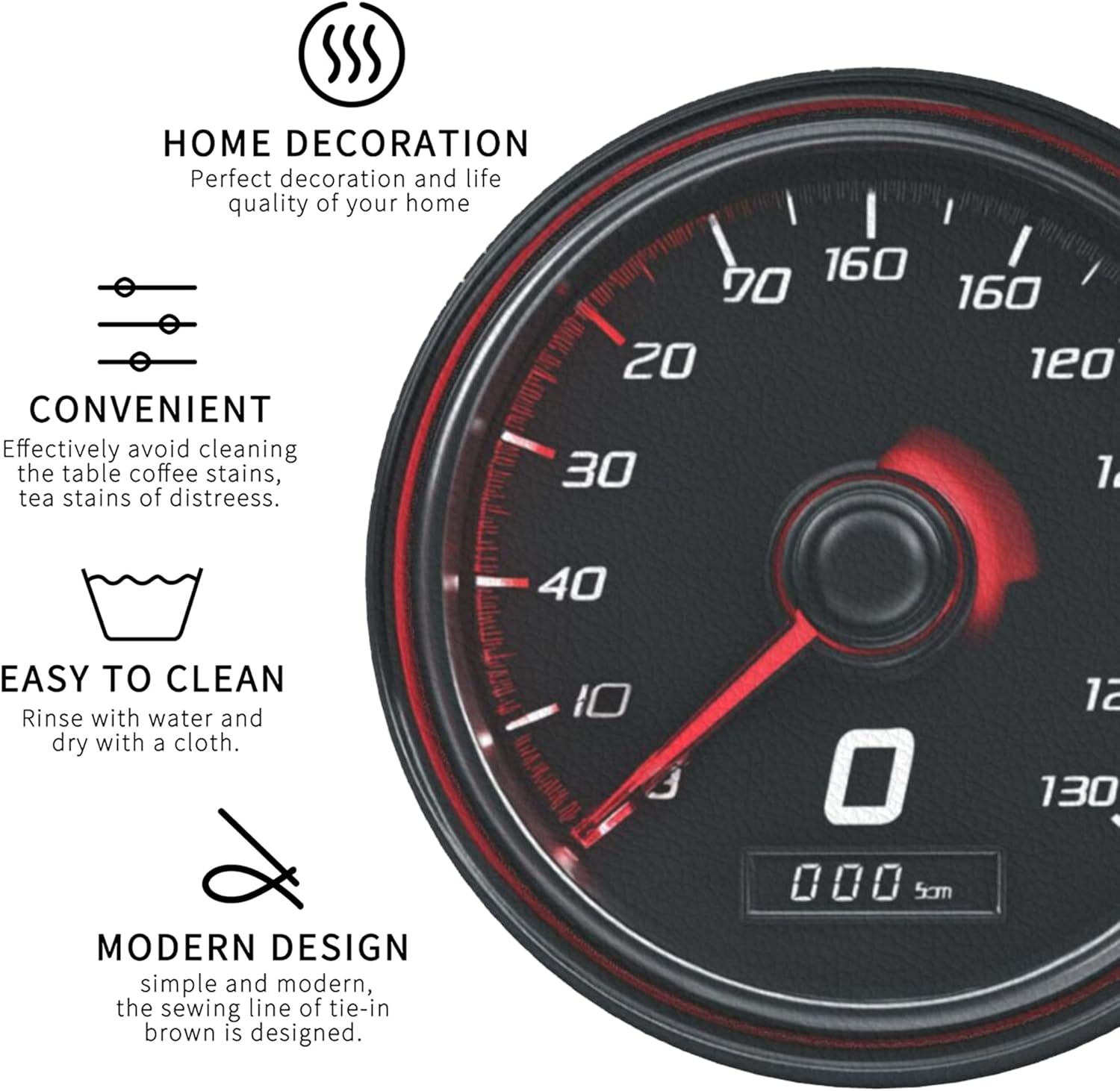 Car Speedometer Coasters Leather Round Drink Coasters 6 Pcs Set with Holderor for Cup Drink Coffee Table Bar Home Decor - Image 3