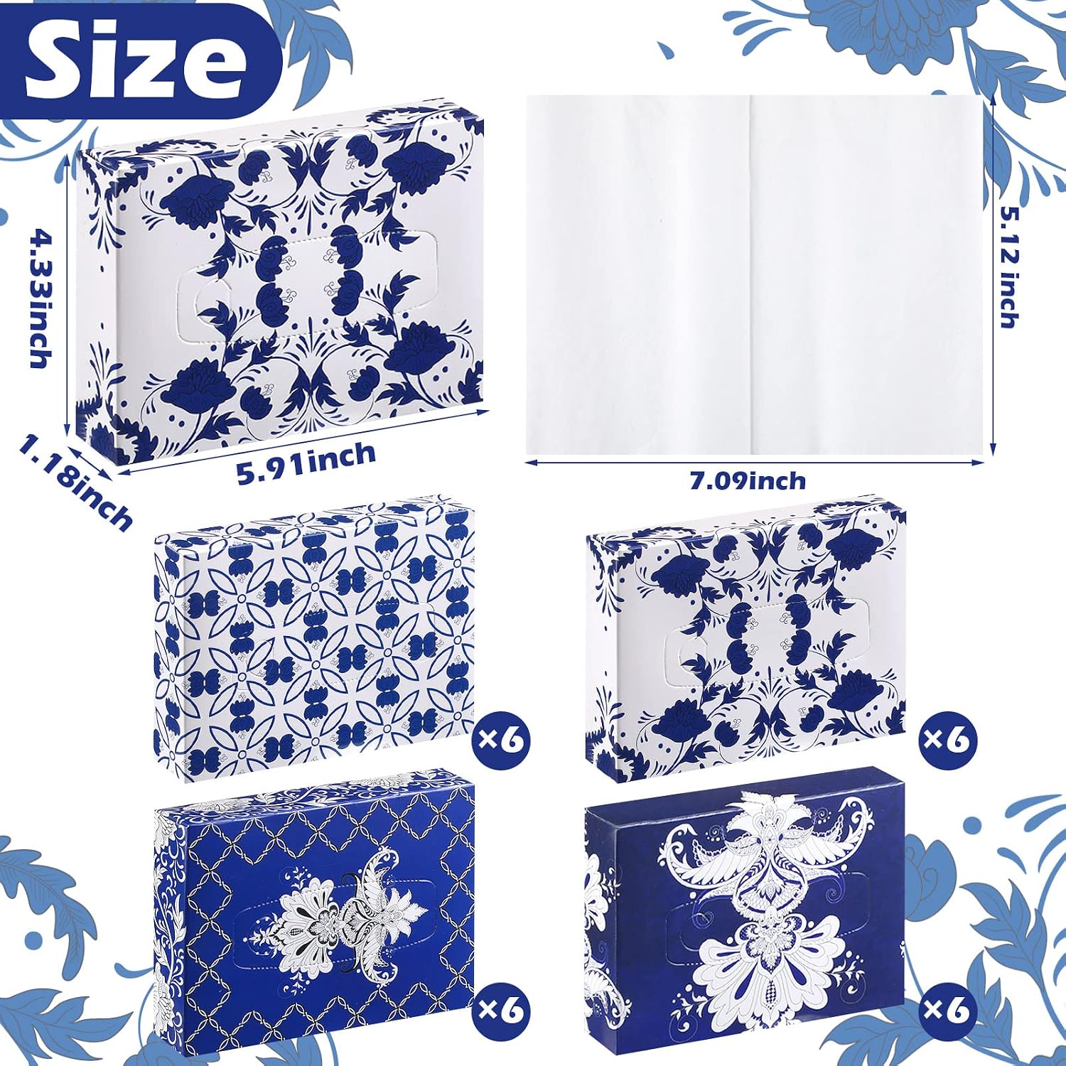 Yinder 24 Pcs Small Tissue Cube Box for Car, 2 Ply 960 Sheets, Retro image 3