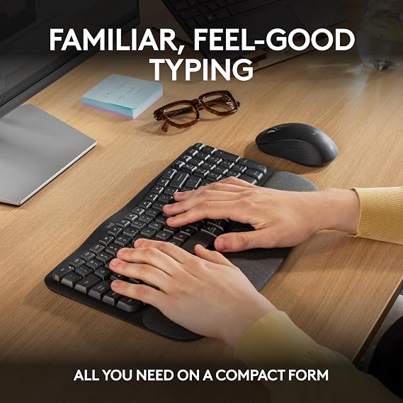 Logitech Wave Keys MK670 Wireless Ergonomic Keyboard Mouse Combo - Graphite