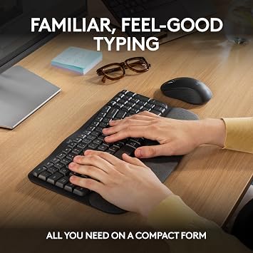 Logitech Wave Keys MK670 Wireless Ergonomic Keyboard Mouse Combo - Graphite
