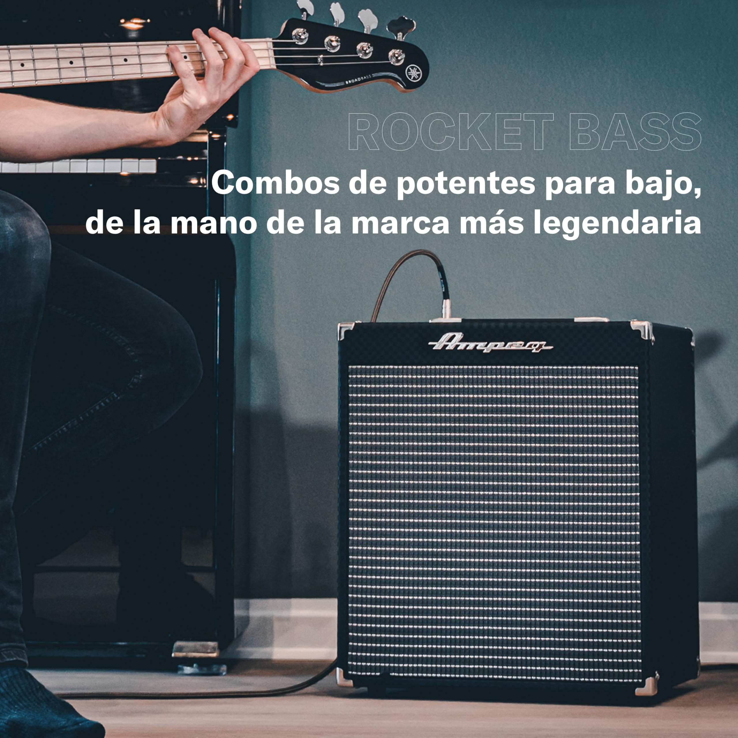 AMPEG RB-110 Amplificador Combo para Bajo – 50W con Previo AMPEG Legacy, Overdrive SGT, Ecualizador de 3 bandas, Entrada AUX, Salida de Auriculares, Salida XLR y Altavoz 1x10" – Negro