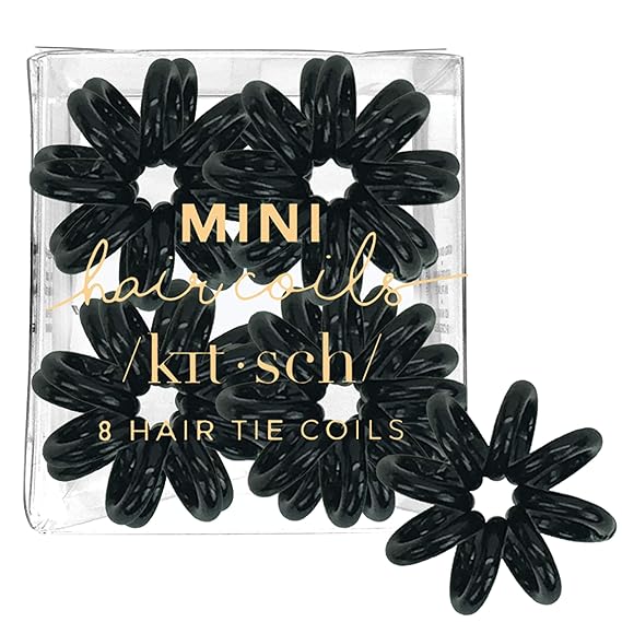 Amazon Com Kitsch Mini Spiral Hair Ties Coil Hair Ties Phone Cord Hair Ties Spiral Hair Coils 8 Pcs Black Beauty