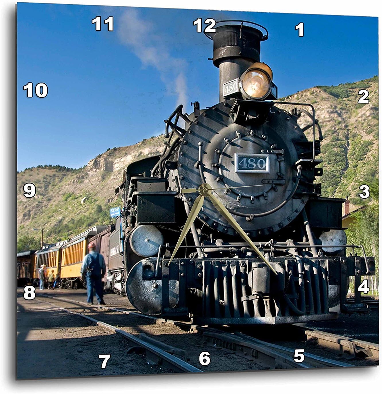 3dRose DPP_88941_2 Durango and Silverton Narrow Gauge Railroad, Trains US06 LKL0010 Lee Klopfer Wall Clock, 13 by 13-Inch