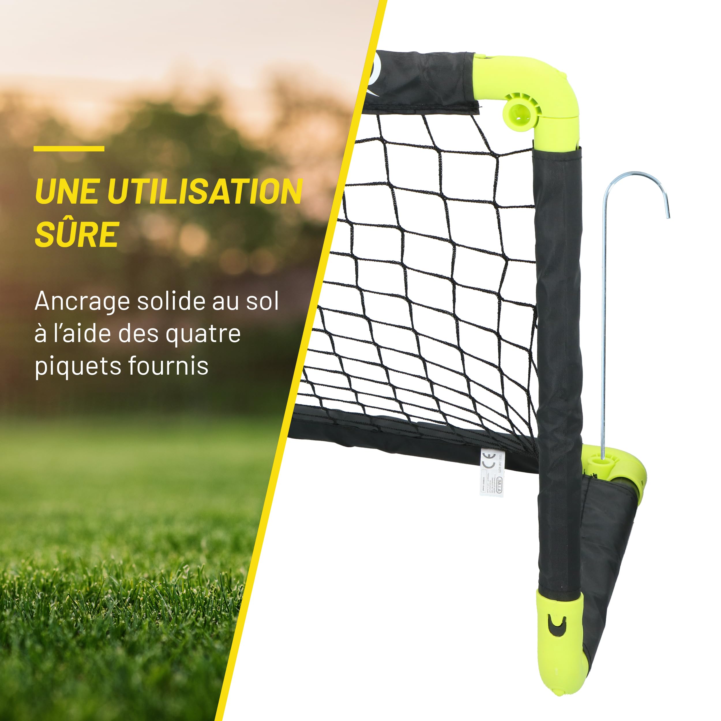 Dunlop Mini Buts de Football Pliables 50x44x44 cm Lot de 2 Kit d'entraînement Noir/Jaune