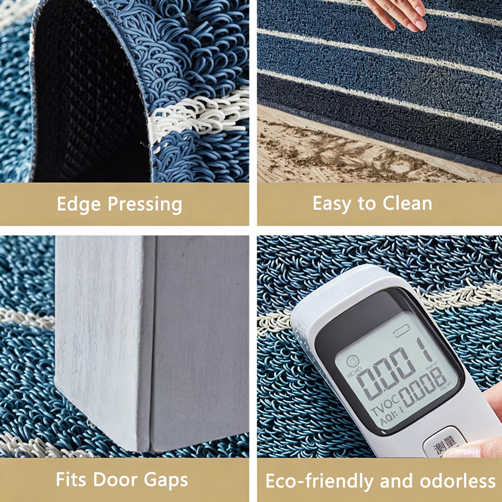 Genérico Felpudo de Puerta Rayas Negras y Blancas PVC, Impermeable para la Entrada,A,60x90cm(24x35inch) | Resistente a las manchas, resistente a la suciedad y fácil de limpiar