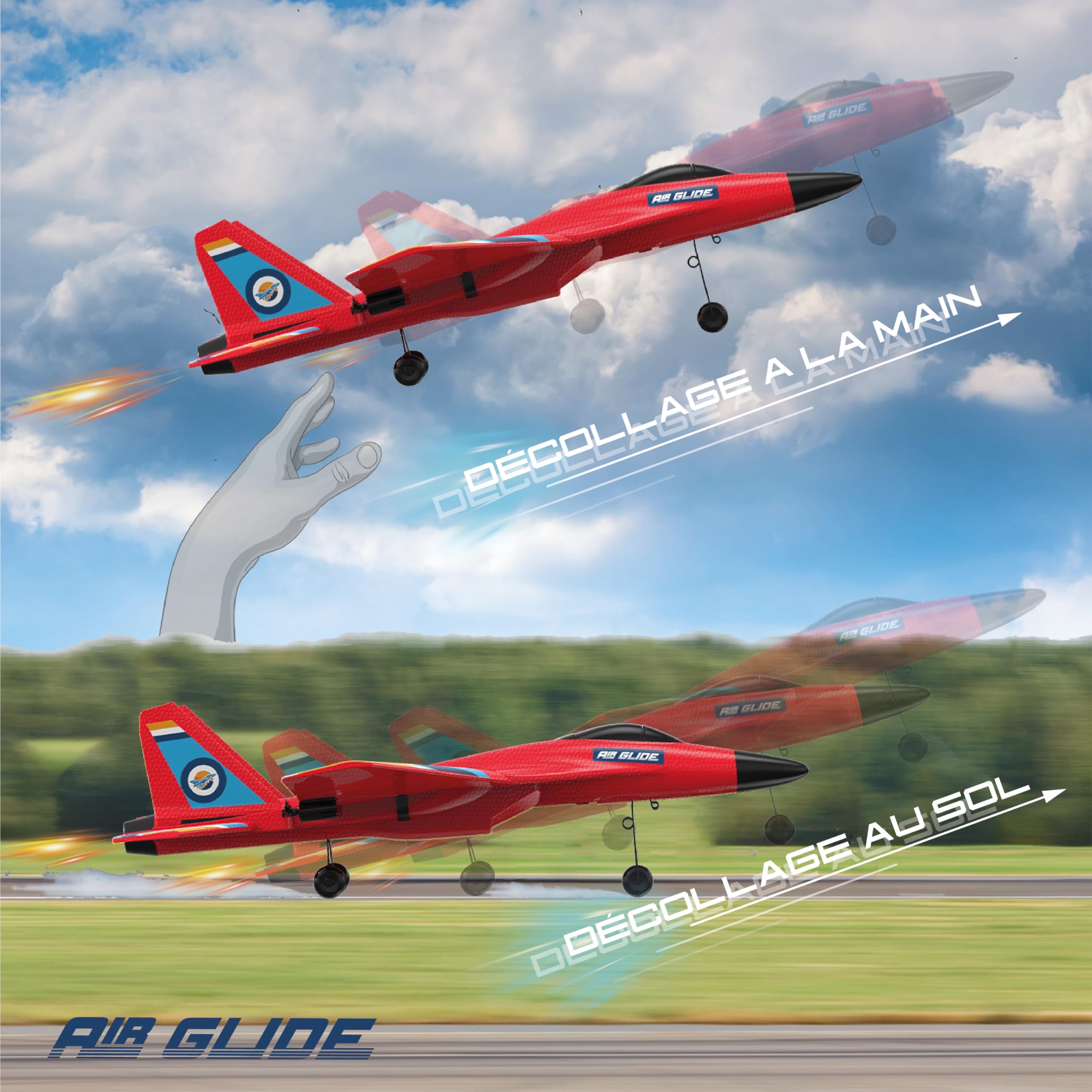 AirGlide SU-35 Remote Controlled Fighter Aircraft – Toy for Children – Shatterproof Anti-Collision Nose – Flexible and Indestructible Radio Controlled RC Aircraft – Easy to Use