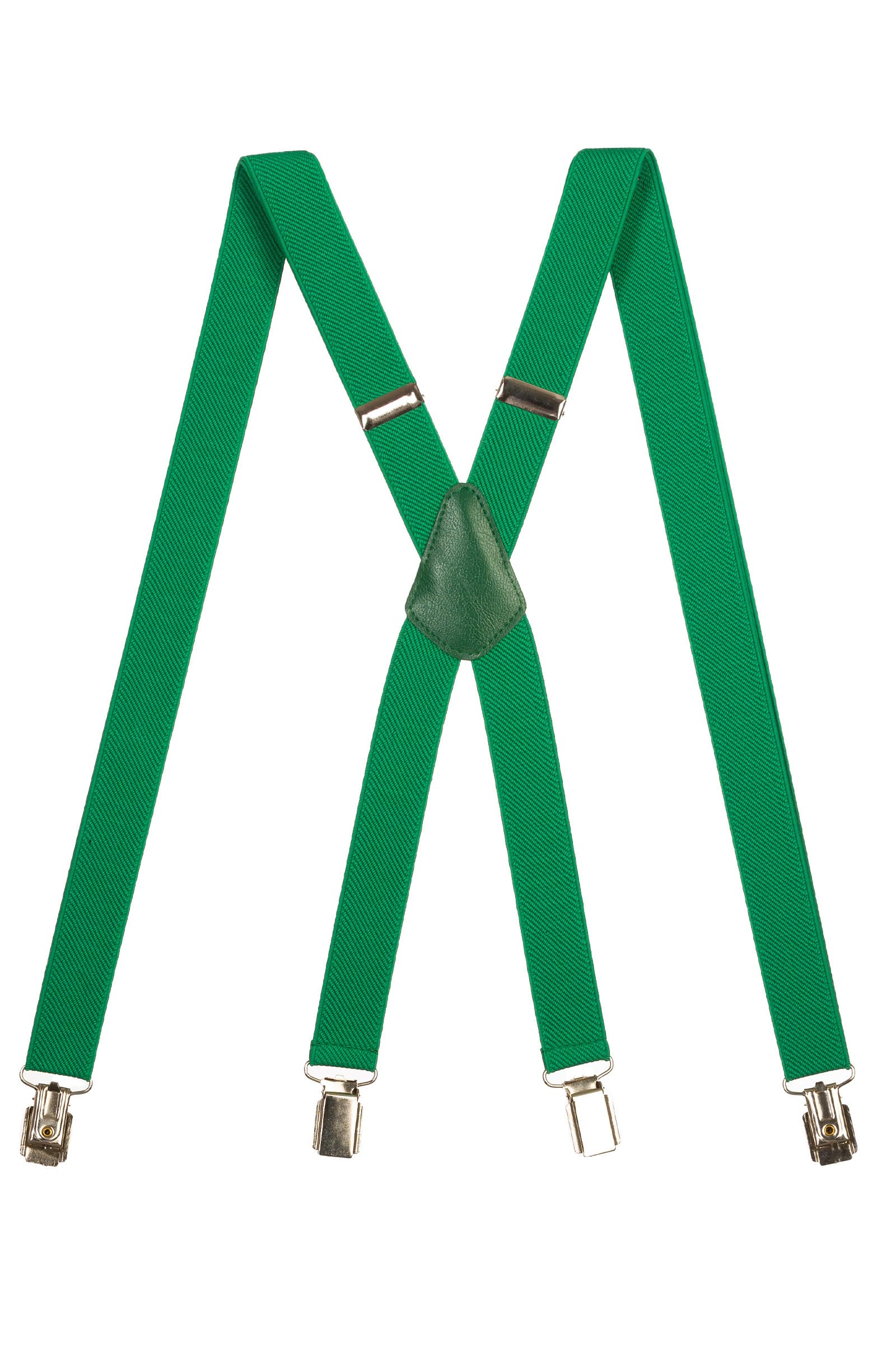 Olata Unisex Adjustable Skinny X-Shape Clip on Braces/Suspenders with Metal Clips - 2.5cm. Green