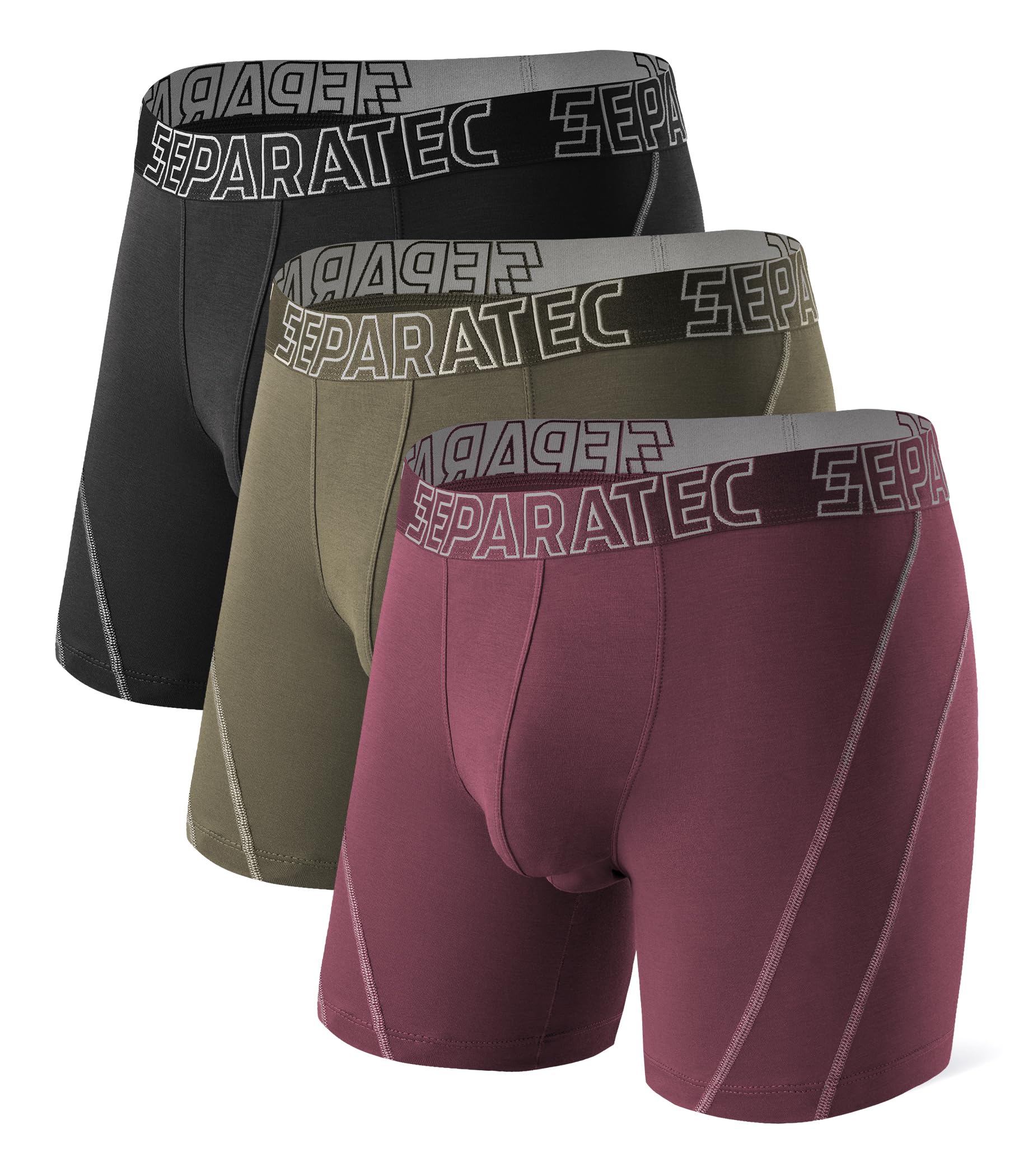 Separatec Mens Underwear Dual Pouch Boxer Briefs Moisture Wicking & Breathable ComfortSoft Underwear with Fly 3 or 6 Pack