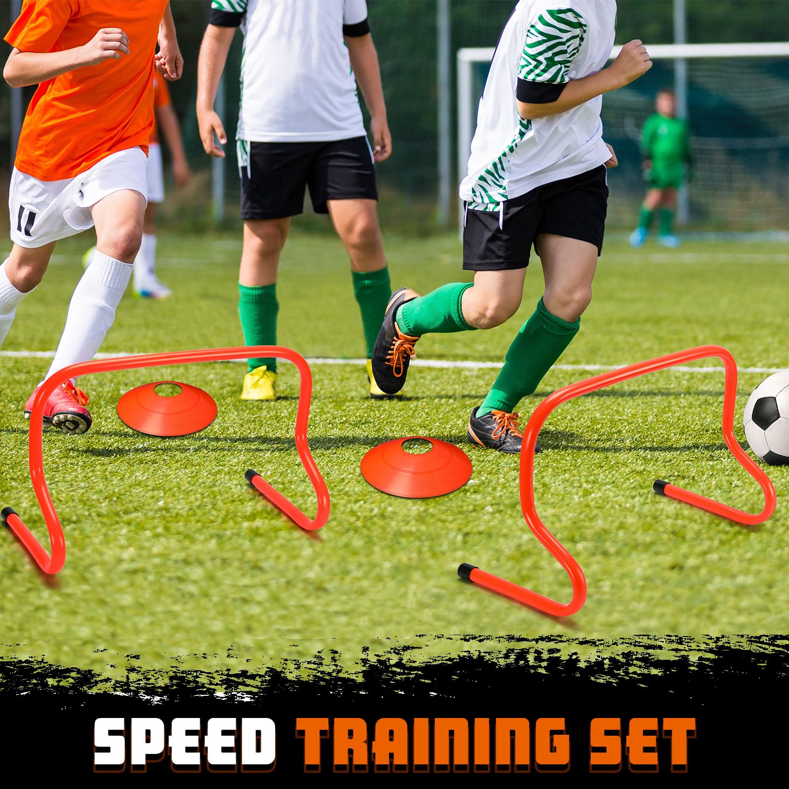 12 Pcs Speed Training Hurdles With 12 Cones – Agility Set For Soccer, Basketball, Football – Lightweight & Portable
