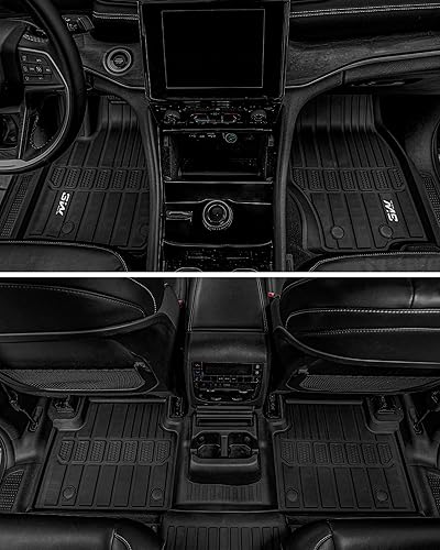 Miniatura 8 de 3W Alfombrillas de suelo aptas para Jeep Grand Cherokee L 7 asientos 2021-2024 para todo tipo de clima, revestimiento de suelo de elastómero