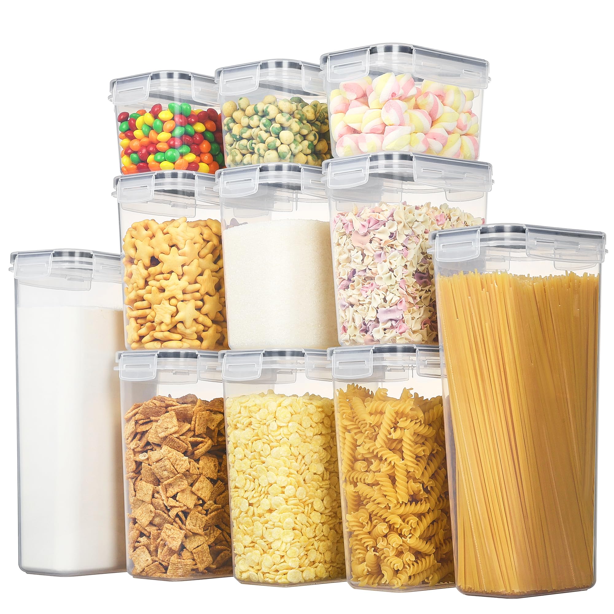 Vtopmart Vorratsdosen mit Deckel Luftdicht, Set mit 11 Vorratsbehälter, BPA-frei, Küchen Aufbewahrungsboxen für Mehl, Zucker, Körner, Mit Schreibstift und Etikett