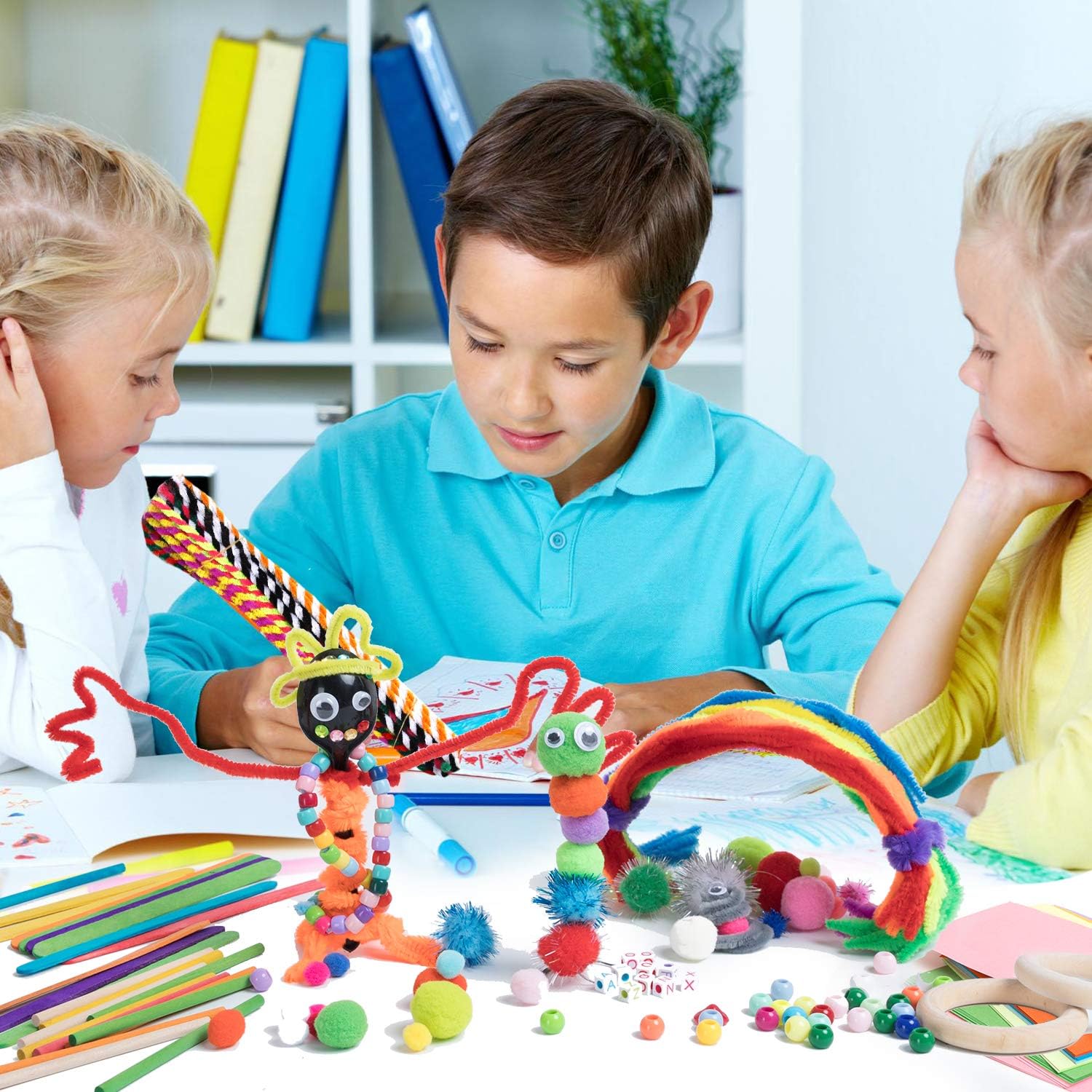 N&T NIETING 1358Pcs Craft Kits for Kids Ages 4-8, Art Craft Supplies Include Pipe Cleaners, Pom Poms, Feather and Felt, Foam Balls,Storage Box - All in One DIY Toddler Crafts Set for School : Arts, Crafts & Sewing