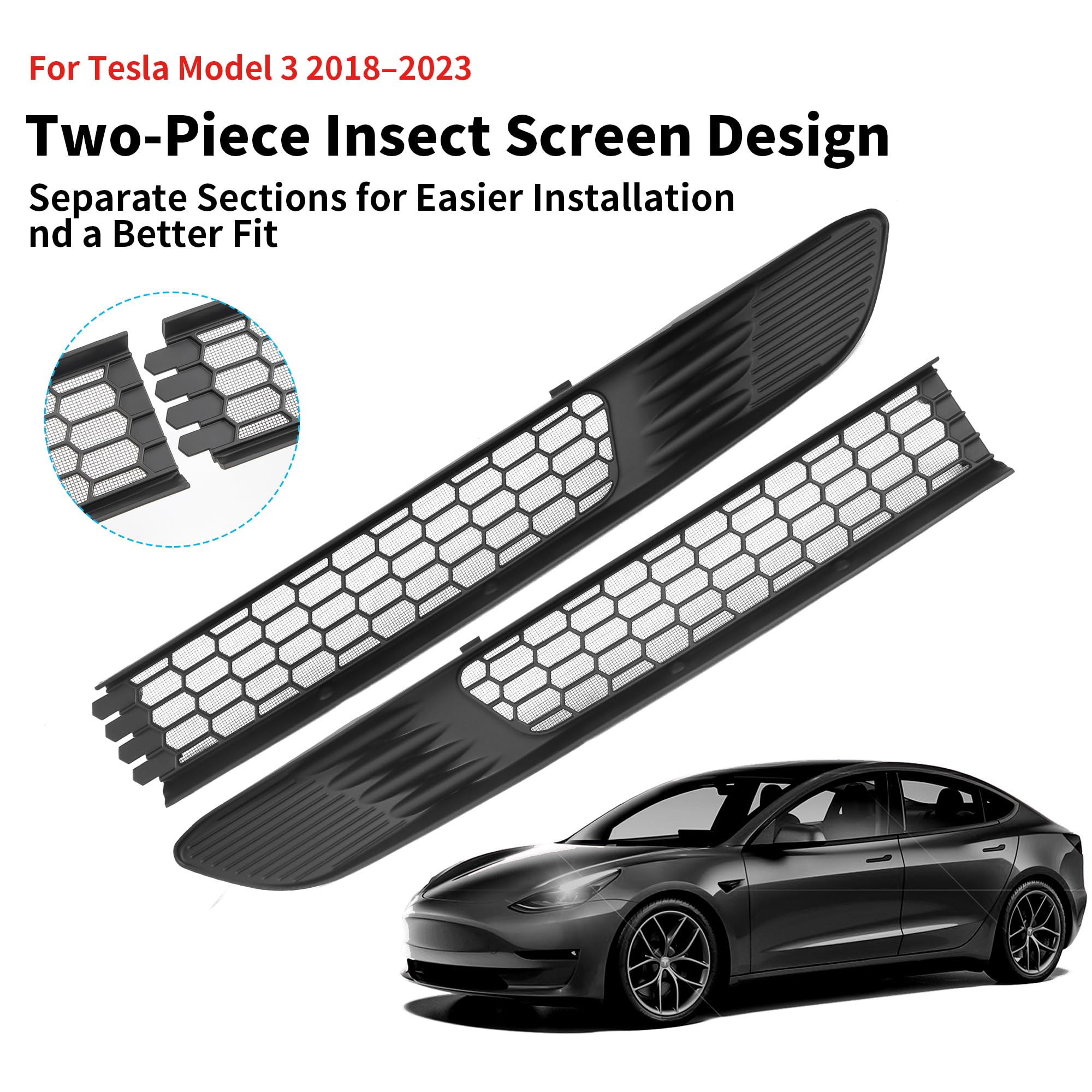 Rejilla de Malla para Parrilla Delantera para Tesla Model 3 2017-2023 Front Grill Mesh Grille Inserts, Parachoques Delantero Automotriz, Rejilla de Ventilación de Entrada de Aire