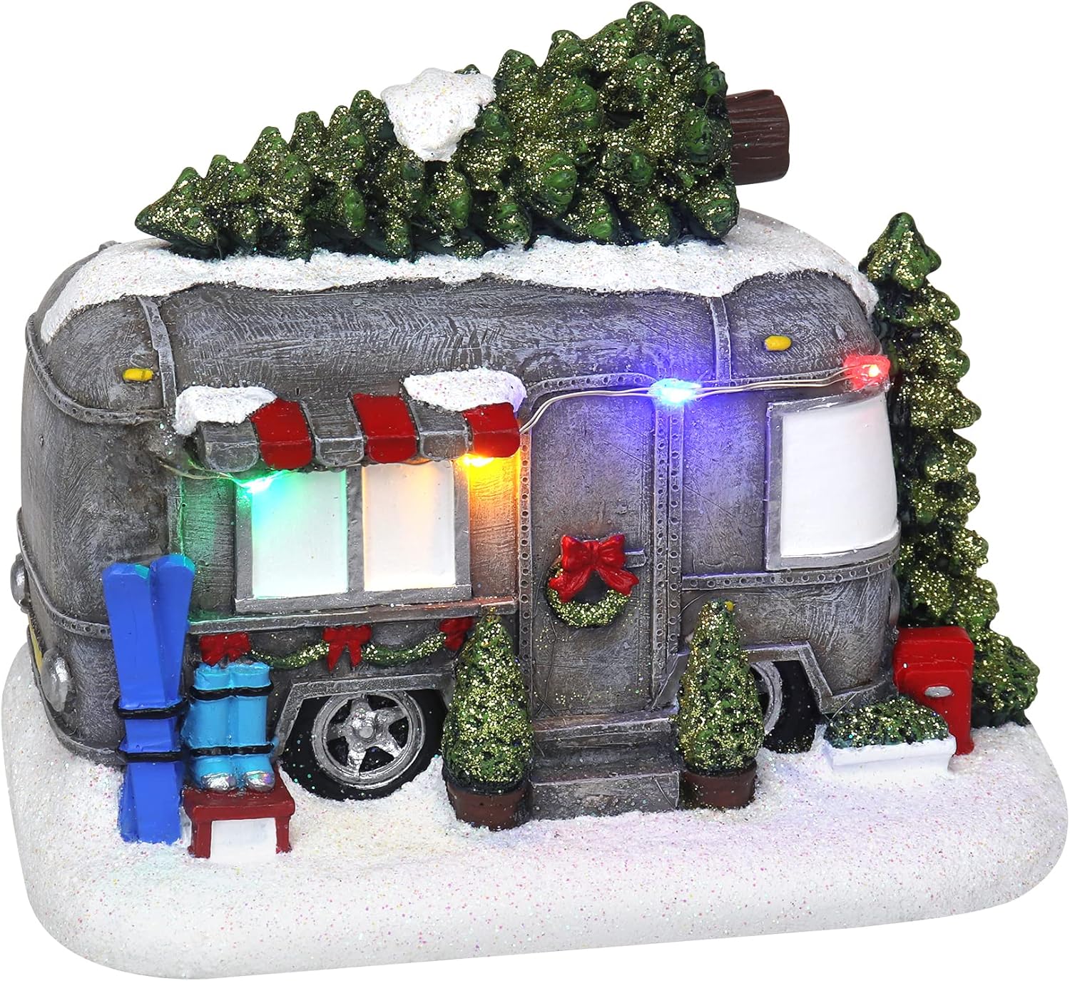 Christmas Village Tabletop RV Camper - Pre-lit Winter Snow Village - Perfect Addition to Your Christmas Indoor Home Decorations - Great Centerpiece for Your Collection - A Thoughtful Gift - 100% Resin