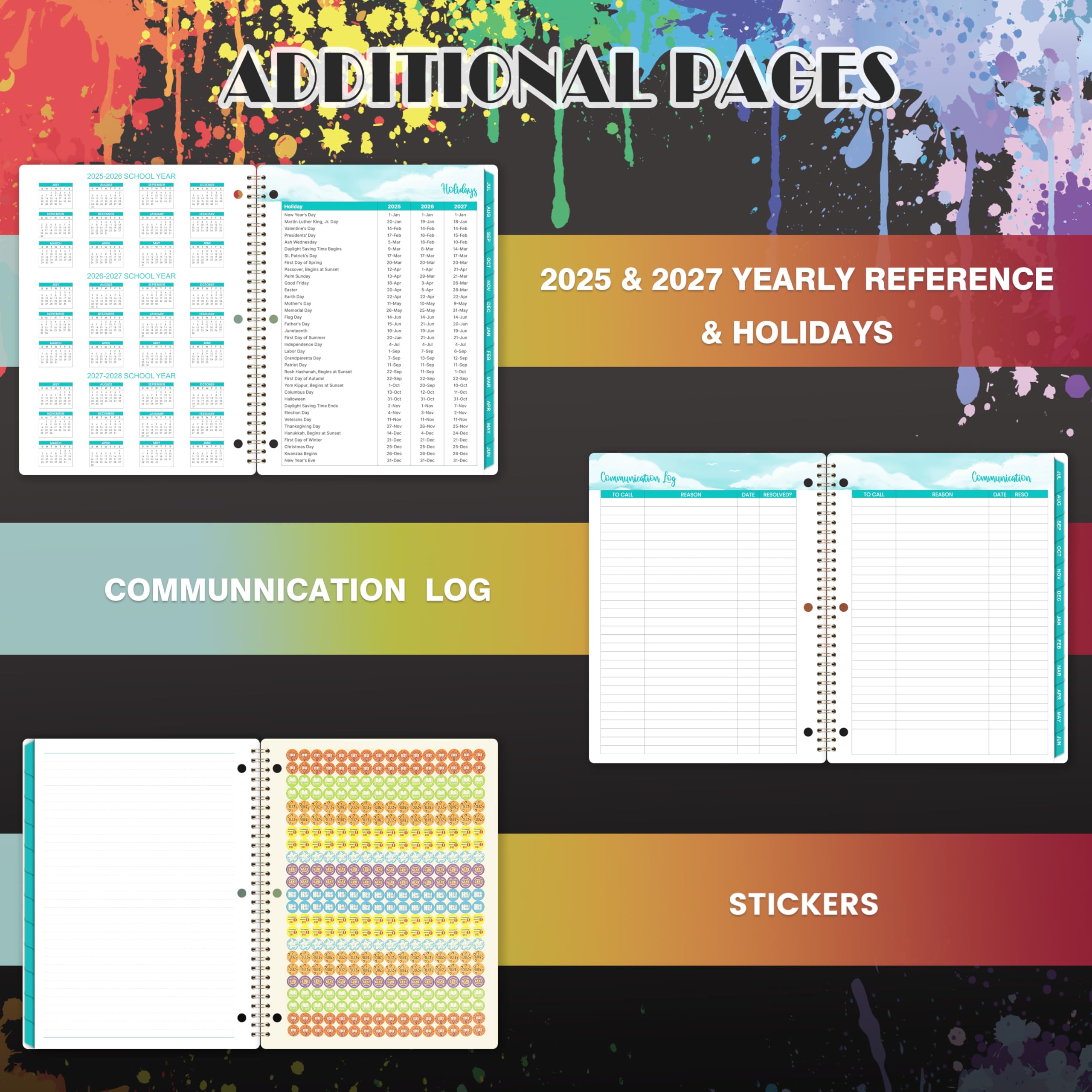 Student Planner 2025-2026 - Academic Organizer July 2025 - June 2026, 9" x 11", School Planner With Stickers, 12 Monthly Tabs - Perfect for School Year - Image 5