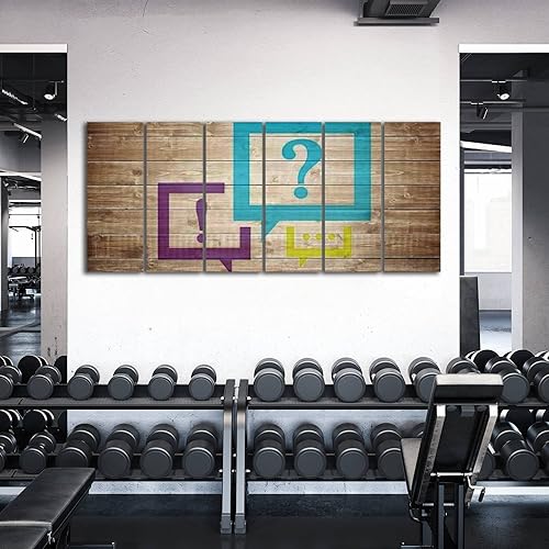 Miniatura 7 de 6 paneles de lienzo para pared para sala de estar, globos de discurso limpios y de color con símbolos, impresiones de imágenes, pósteres, decoración