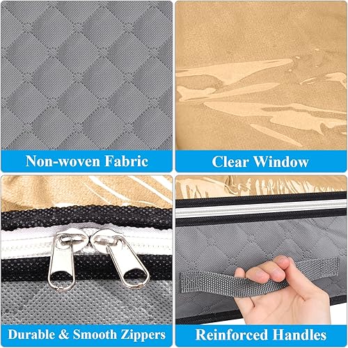 Miniatura 4 de Homelove Bolsas de almacenamiento para debajo de la cama, paquete de 2 contenedores de almacenamiento de tela debajo de la cama con asas reforzadas