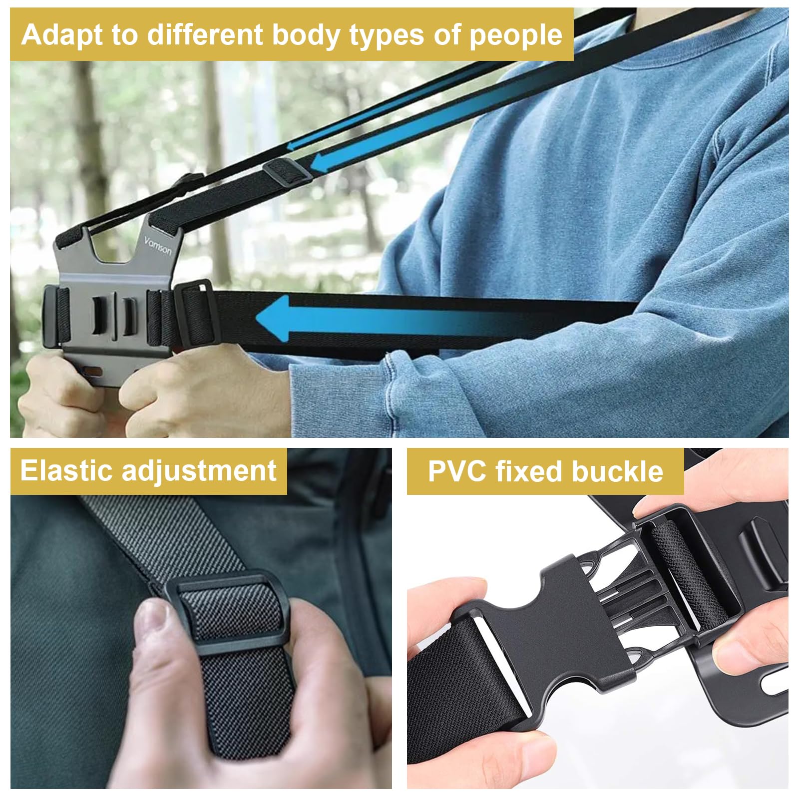 6 Piezas Soporte Movil Pecho Camara Arnes Pecho Correas de Cámara de Acción Arnés de Pecho Arnés de Cabeza 3 en 1 Accesorios Camara Deportiva para GoPro Hero dji Osmo y Smartphone